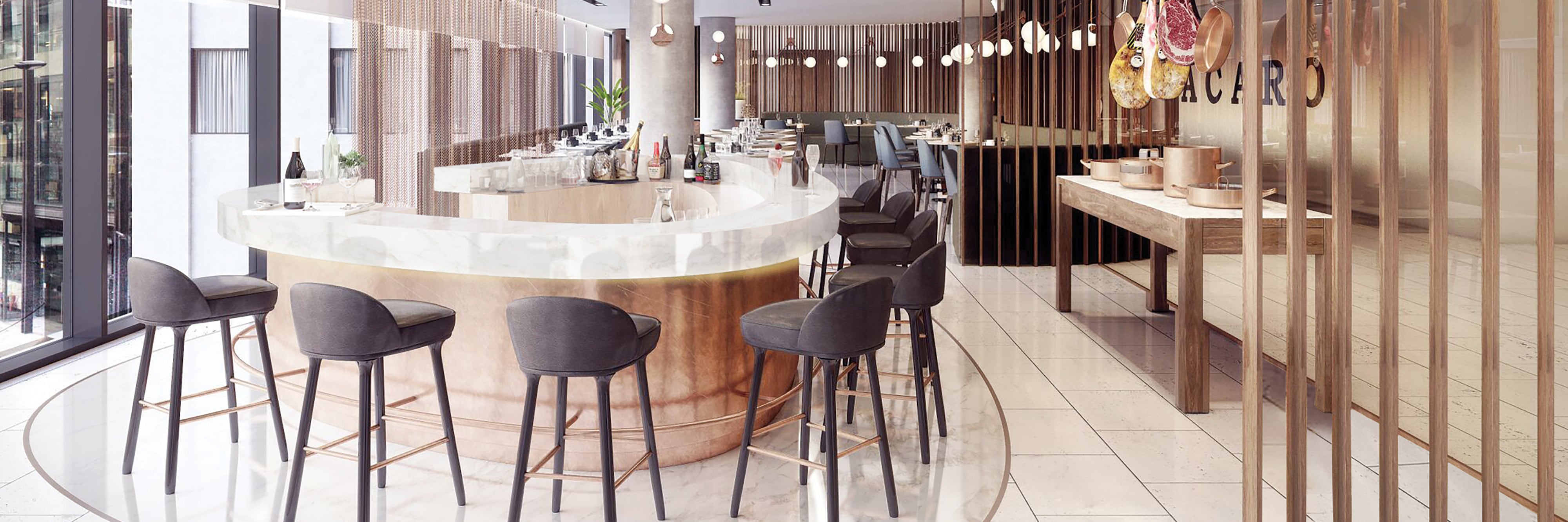 Restaurant bar seating.