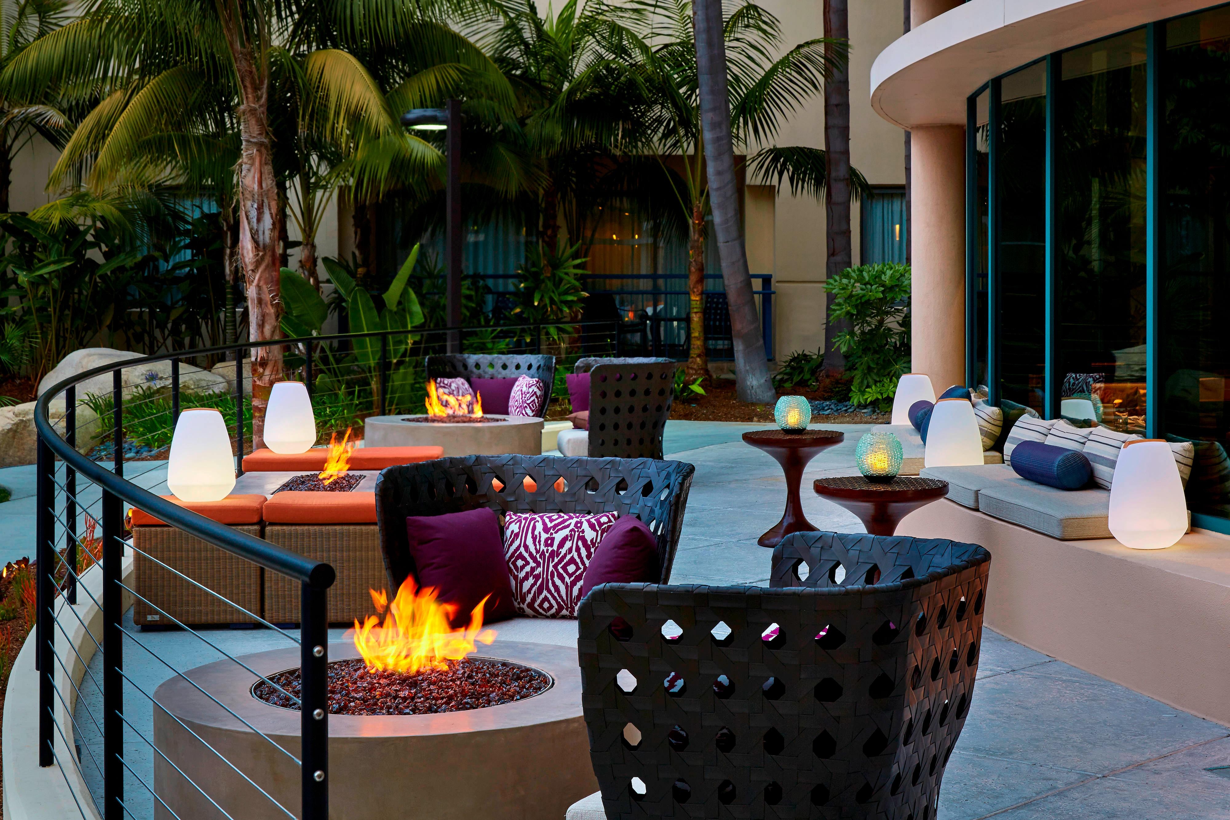 Terrace fire pit with seating