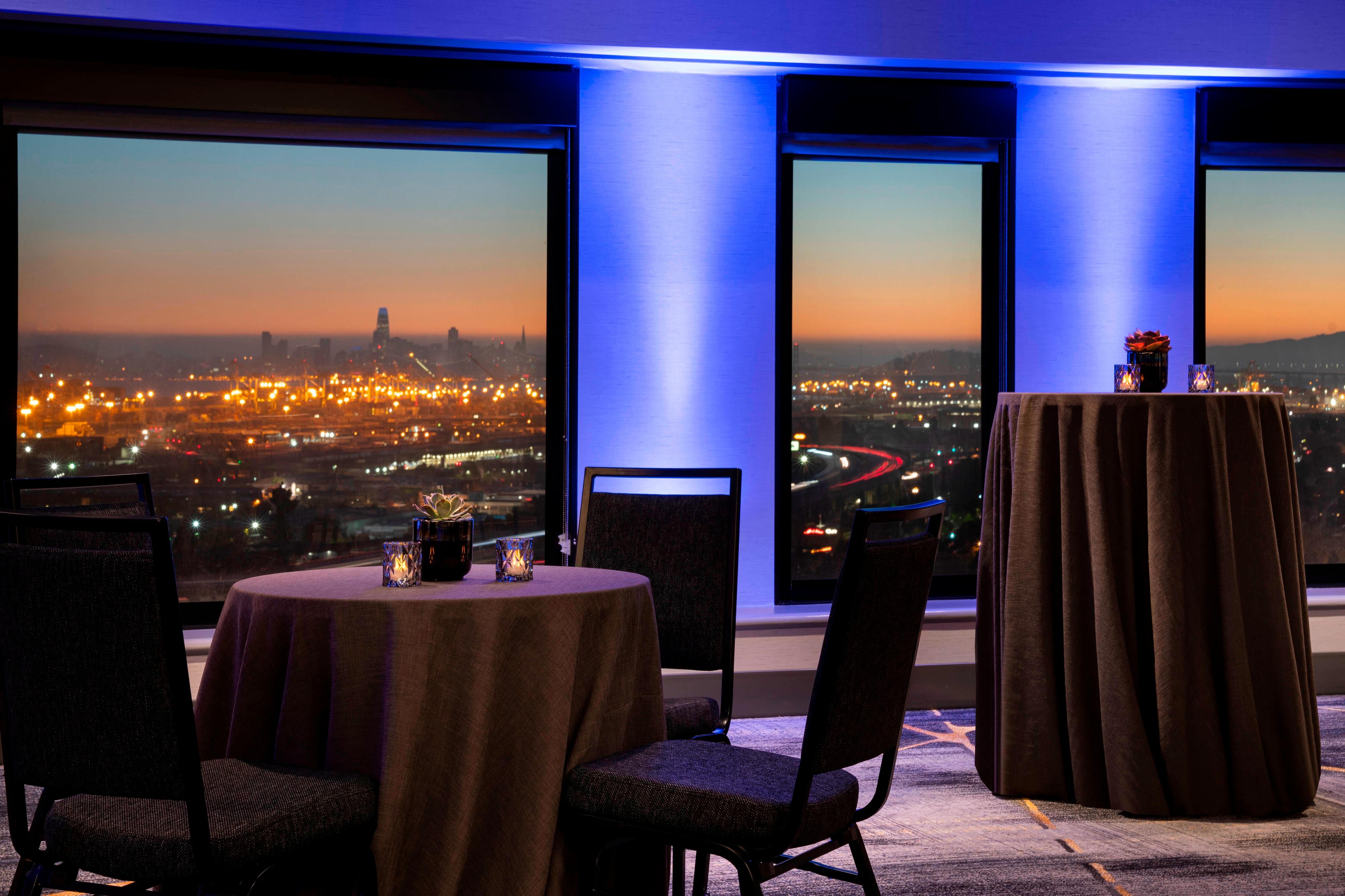 Skyline Meeting Space with Bayfront view through floor-to-ceiling windows