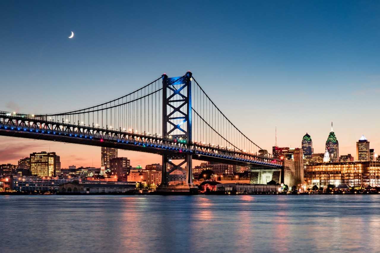 Bridge and city skyline