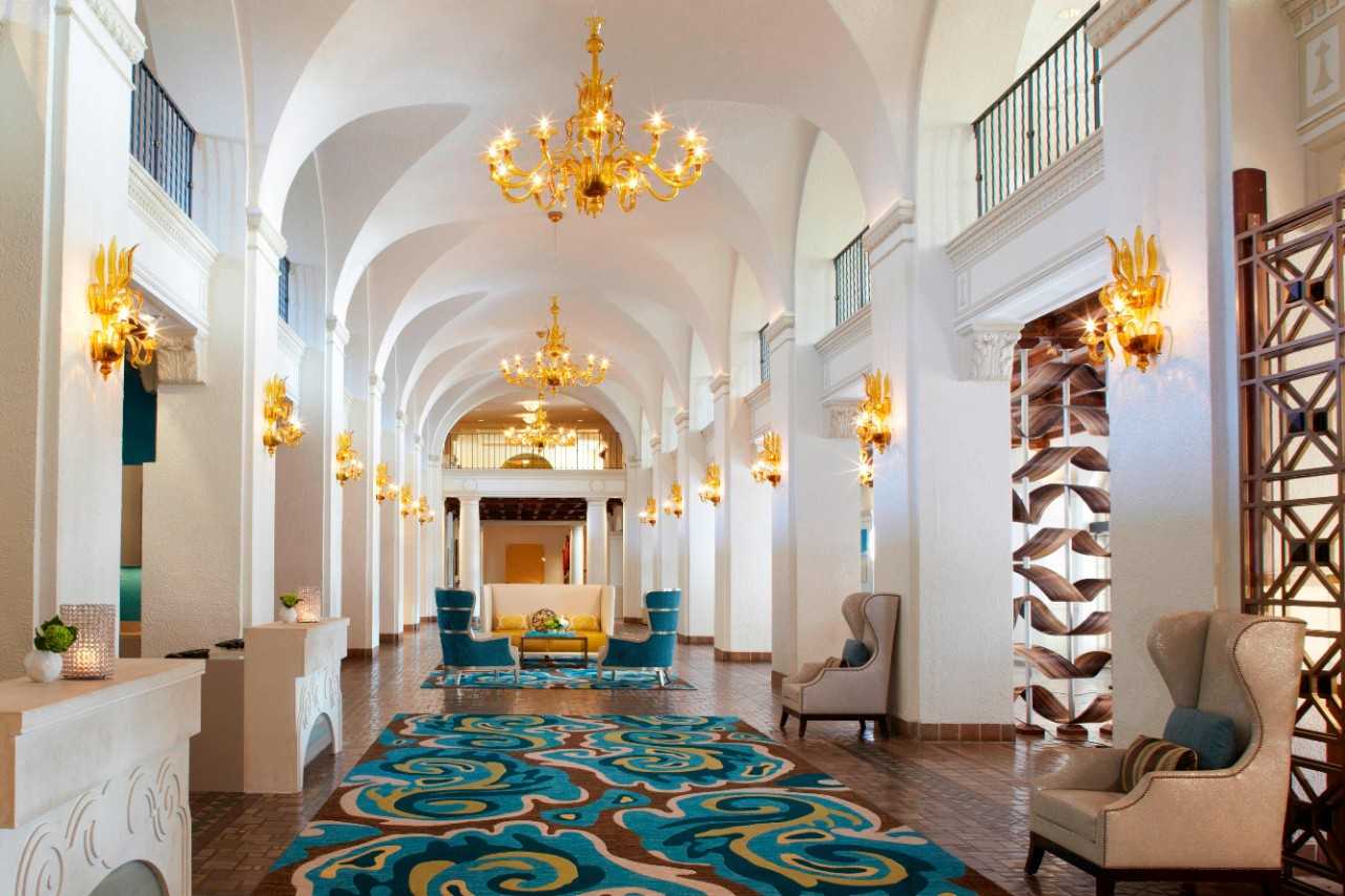 Present day hotel lobby.