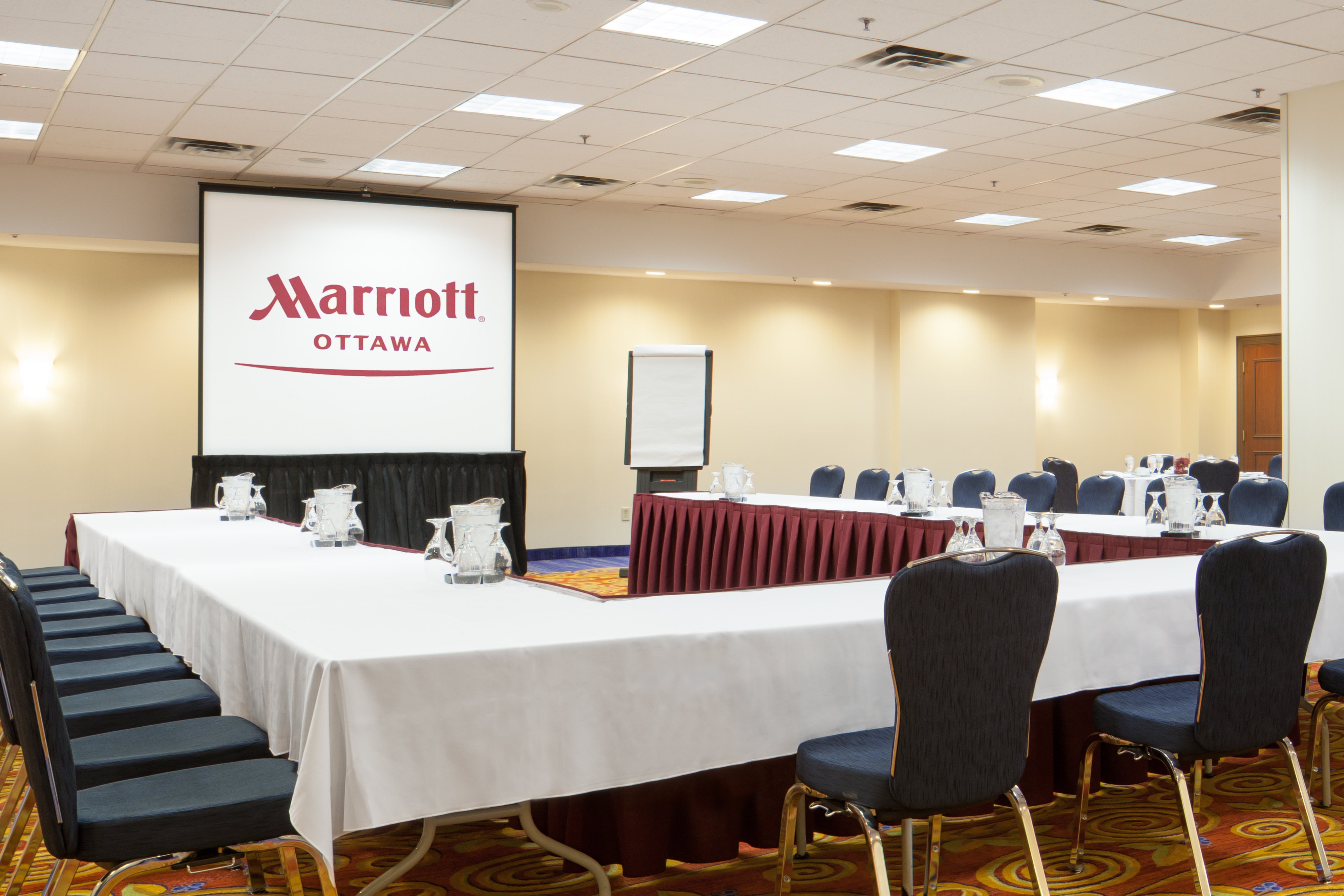 U-shaped table set for meeting