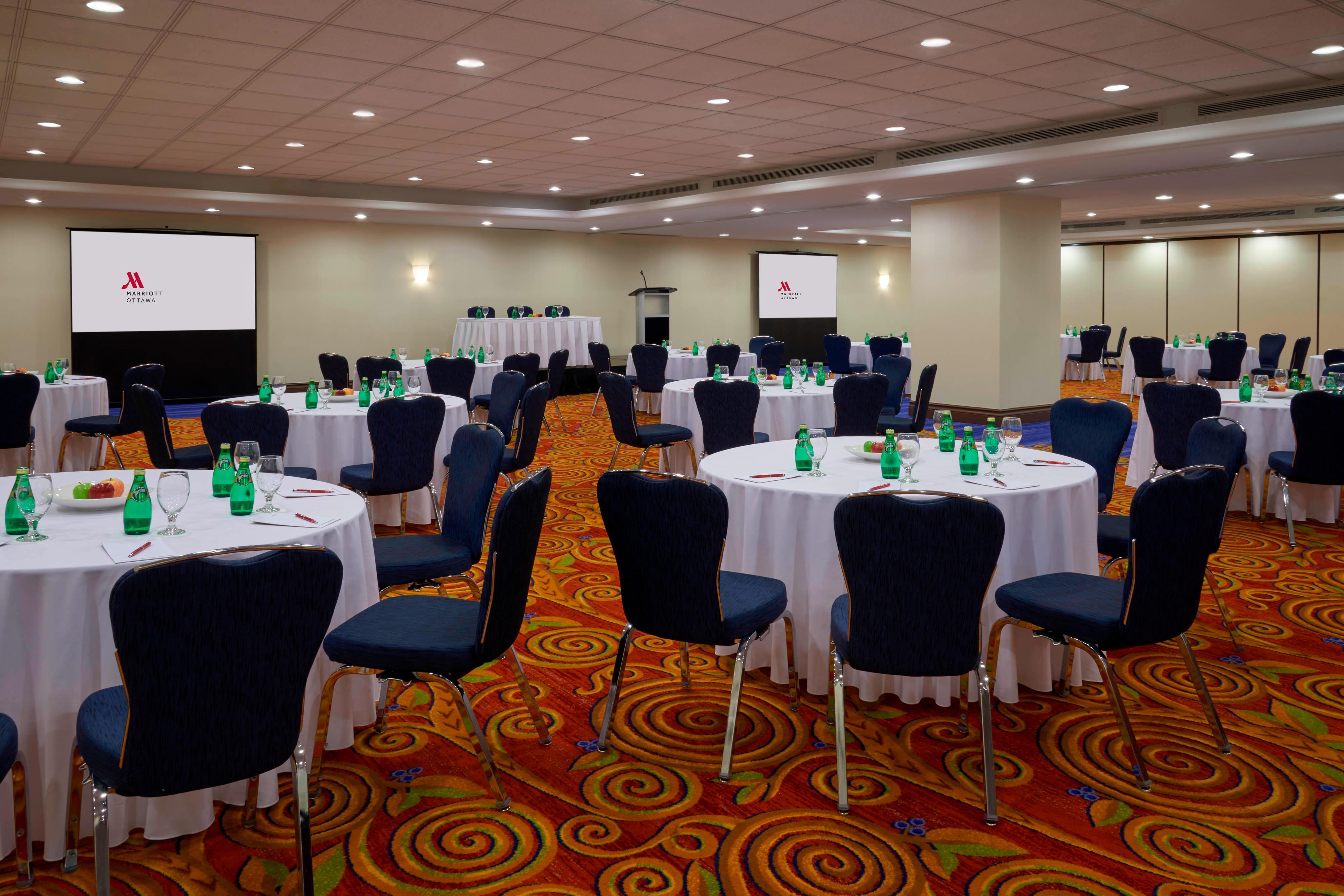 Round tables in ballroom