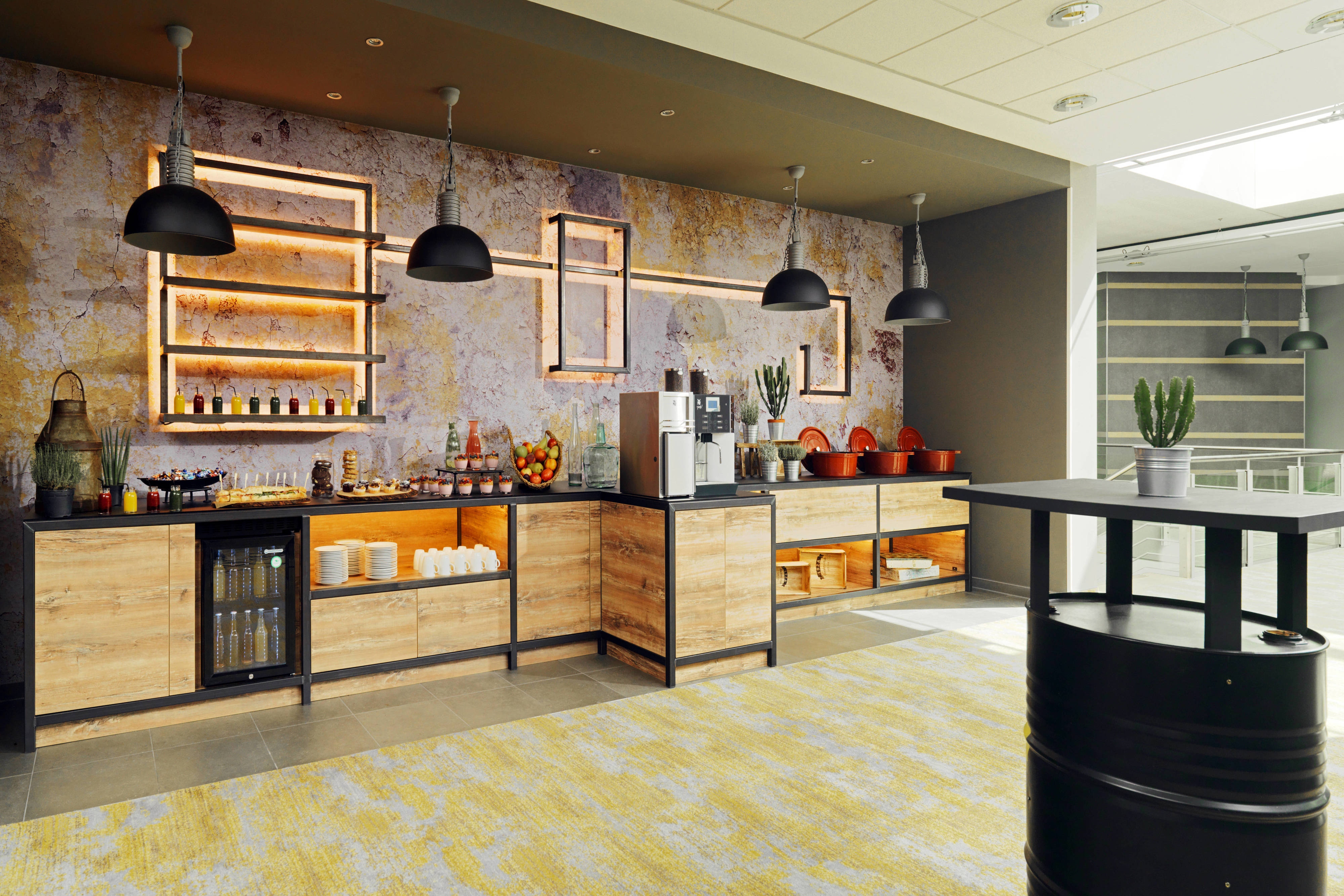 Foyer with food and snacks