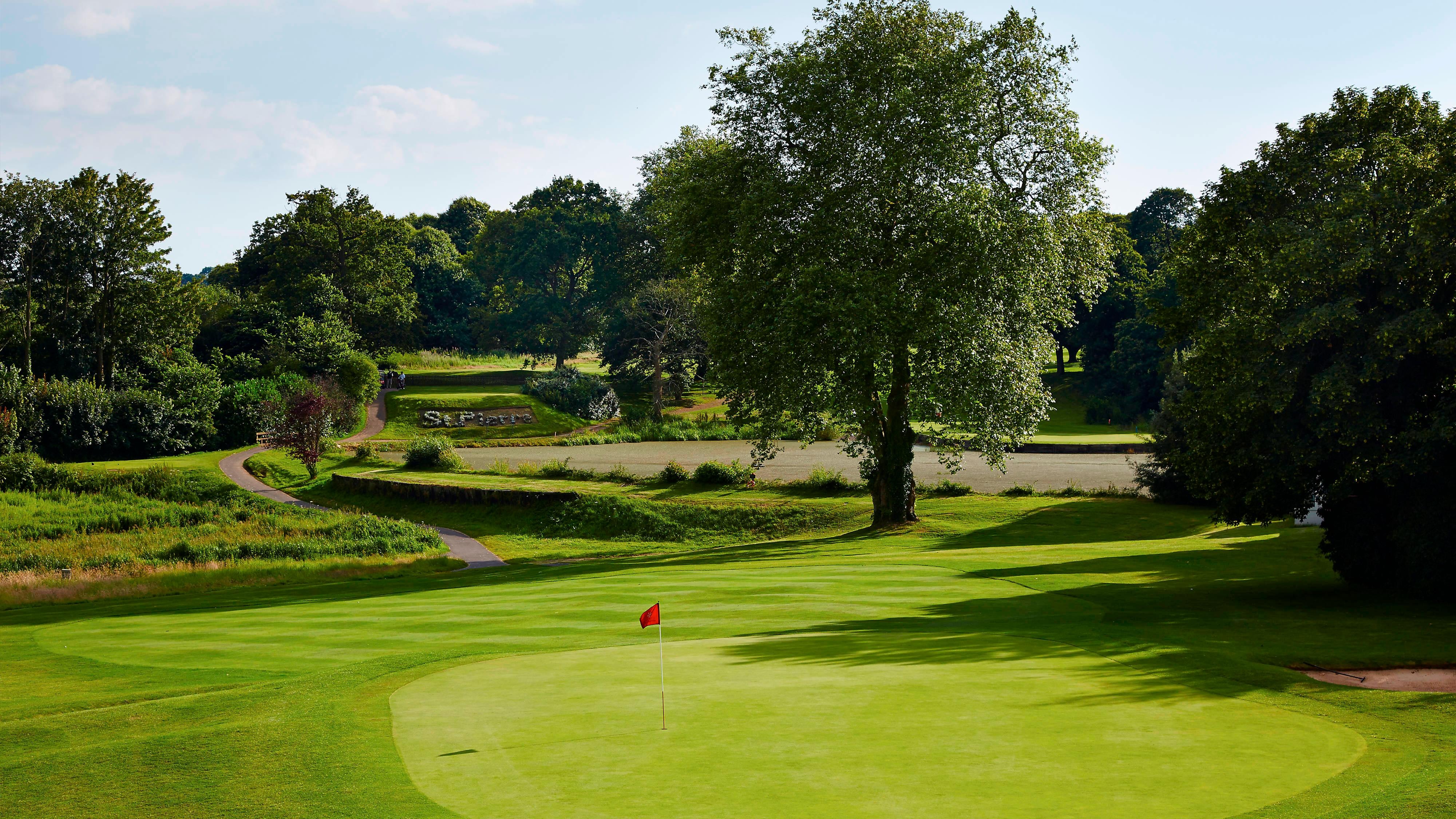 Golf course near path
