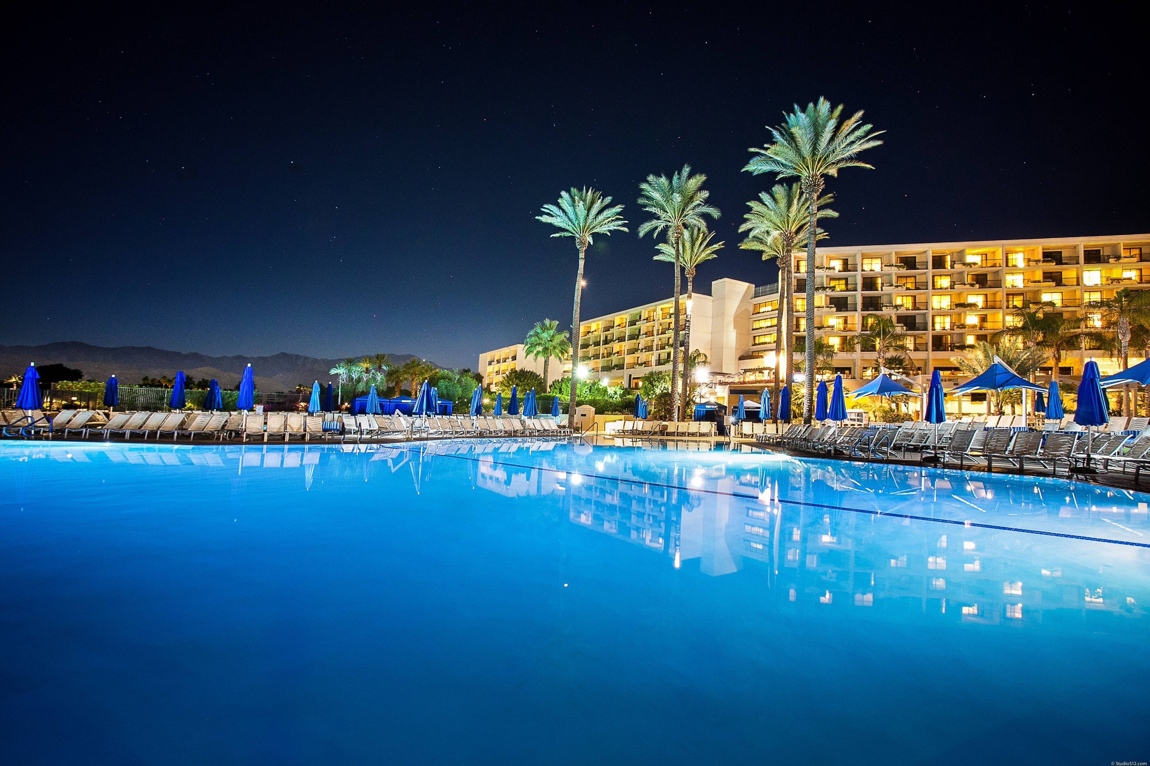 Resort pool at night