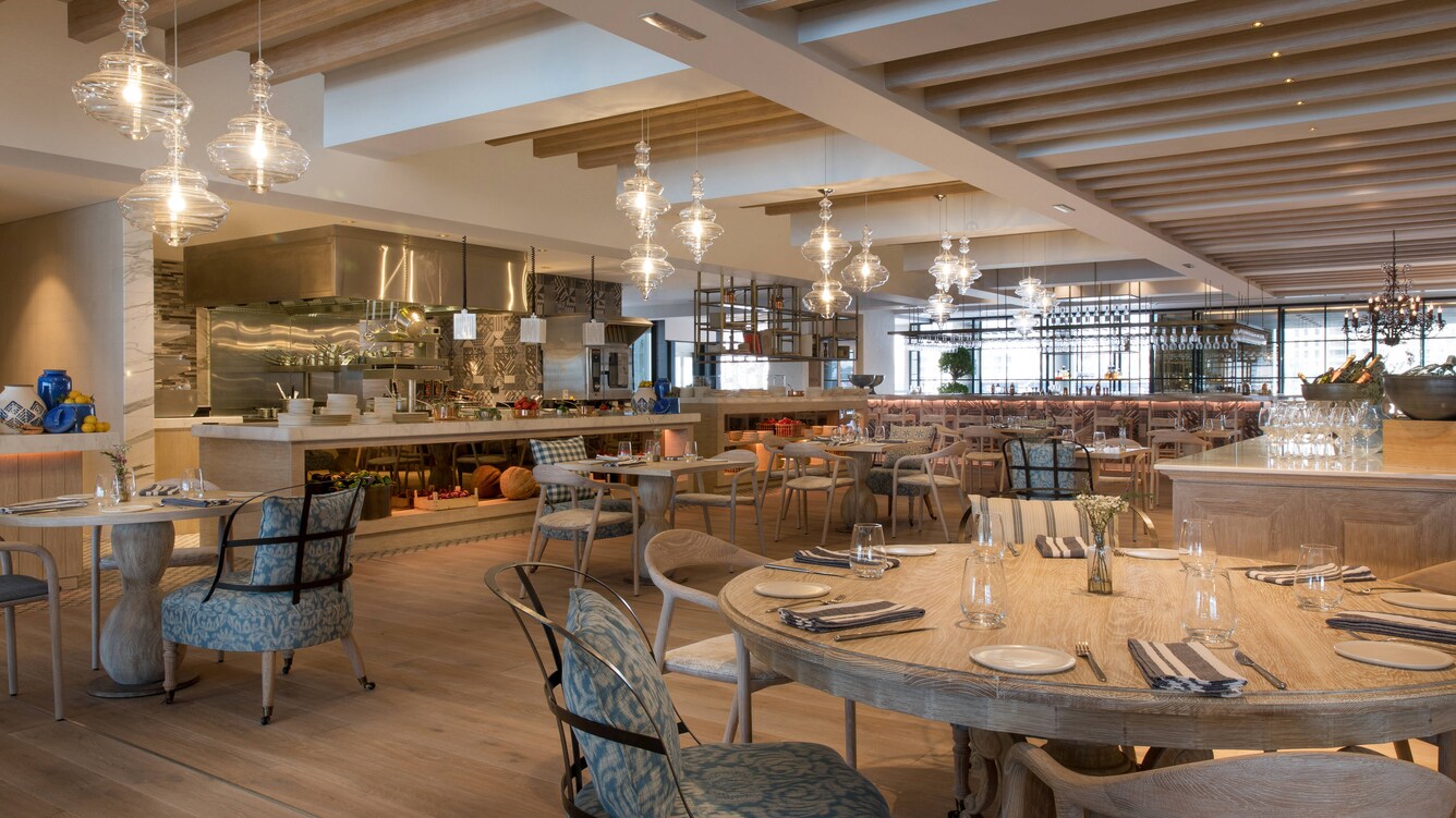 Vast, well-lit dining area.