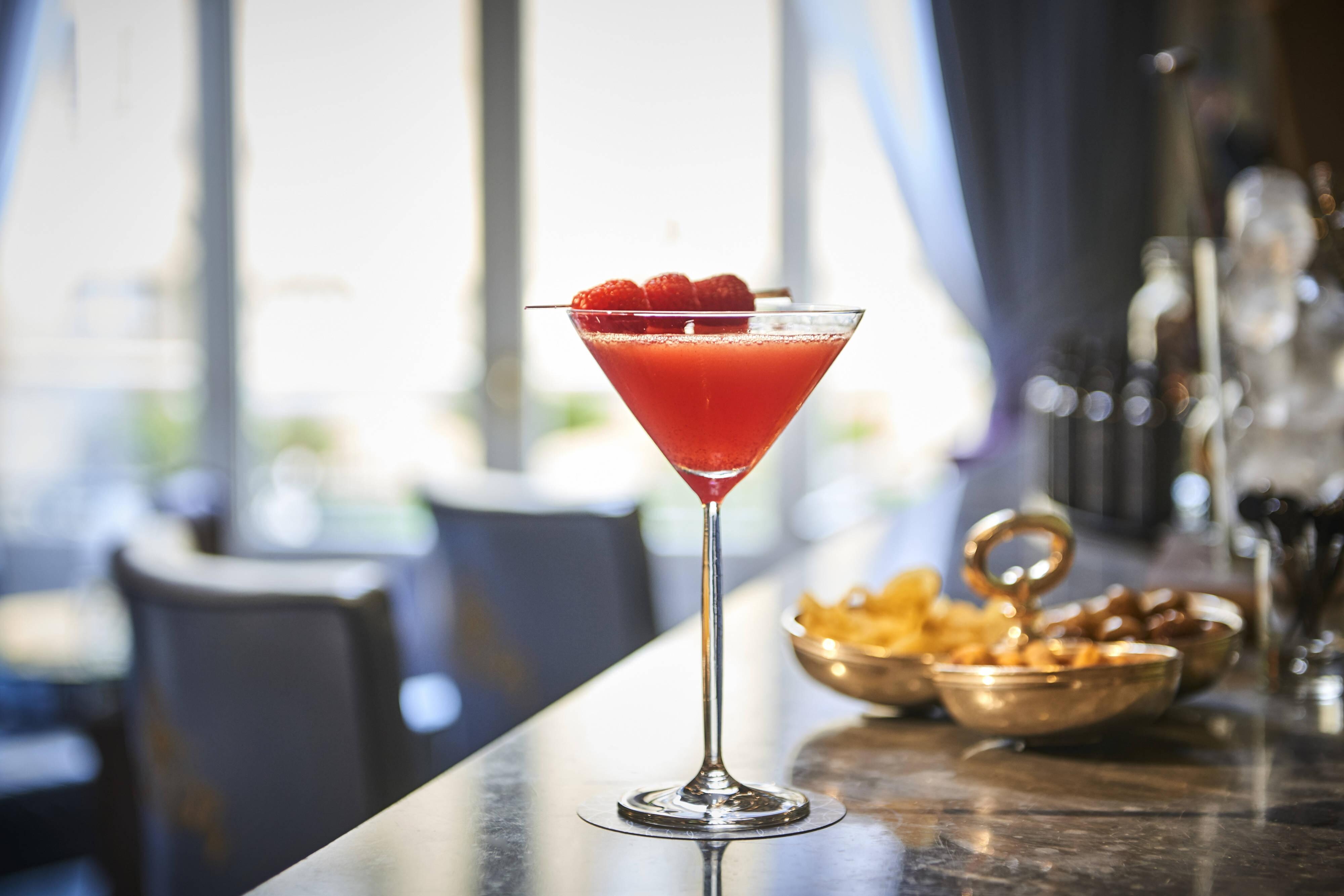 A cocktail on a bar counter