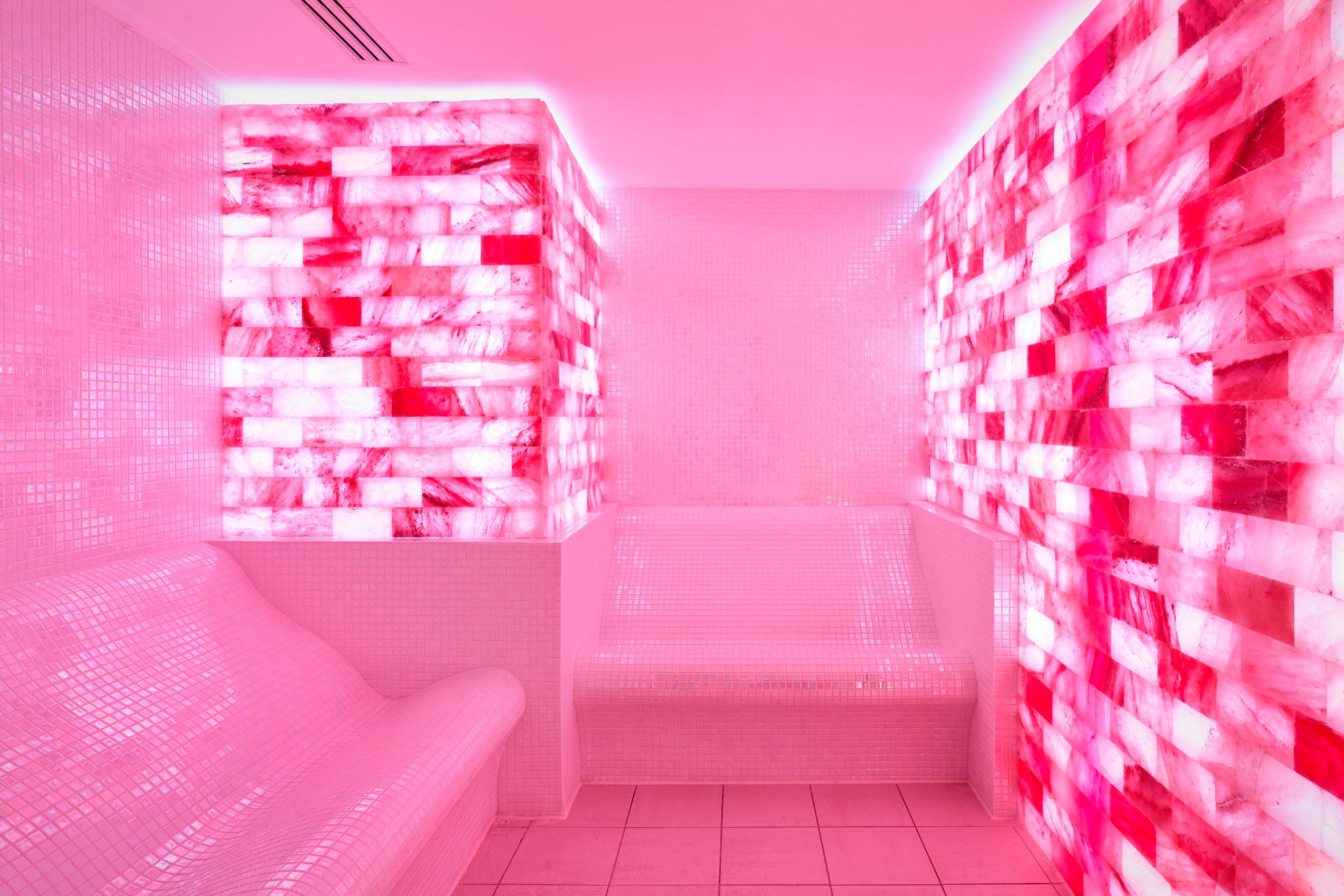 Pink dry salt spa room
