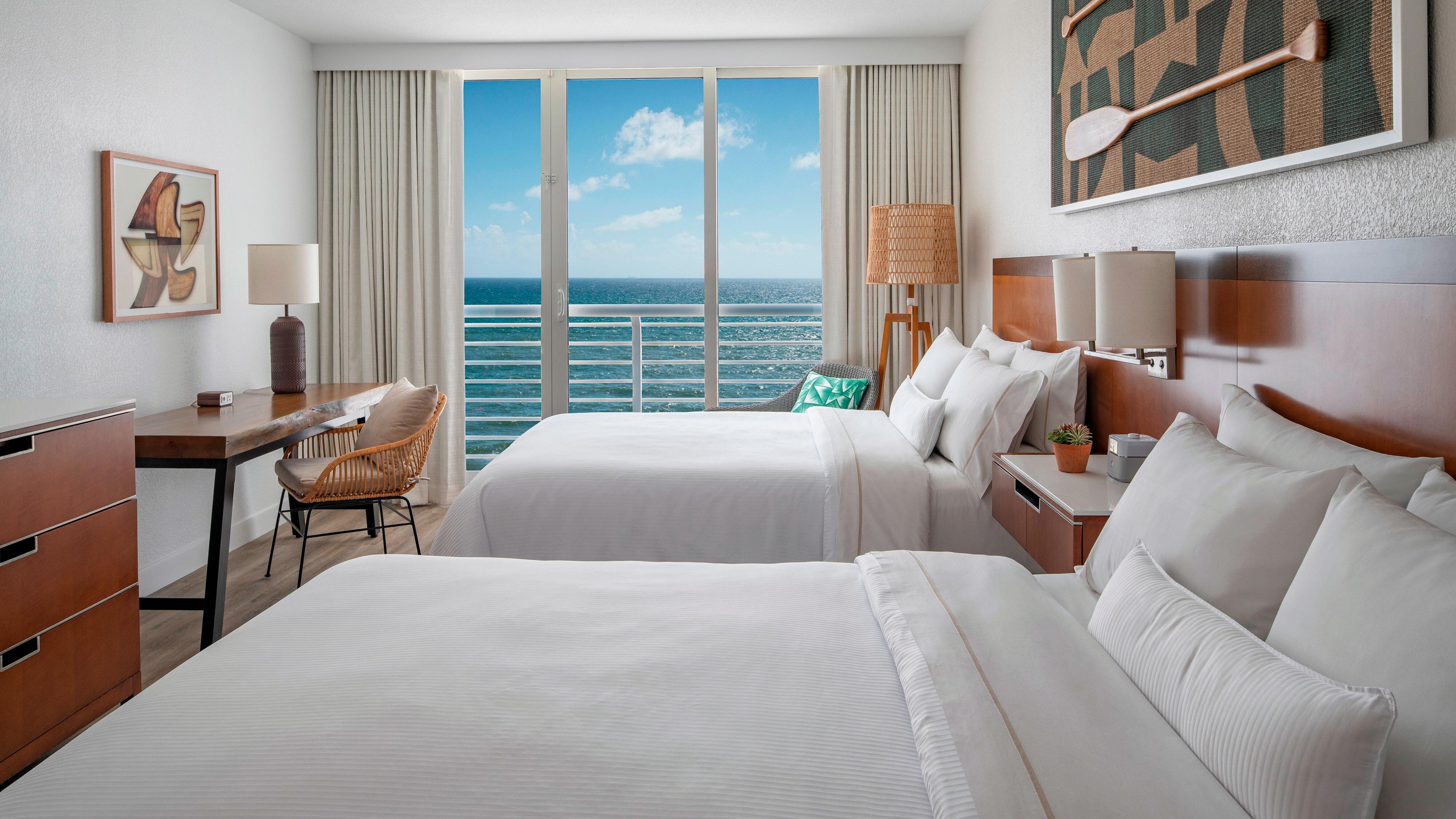 Two beds with balcony ocean view