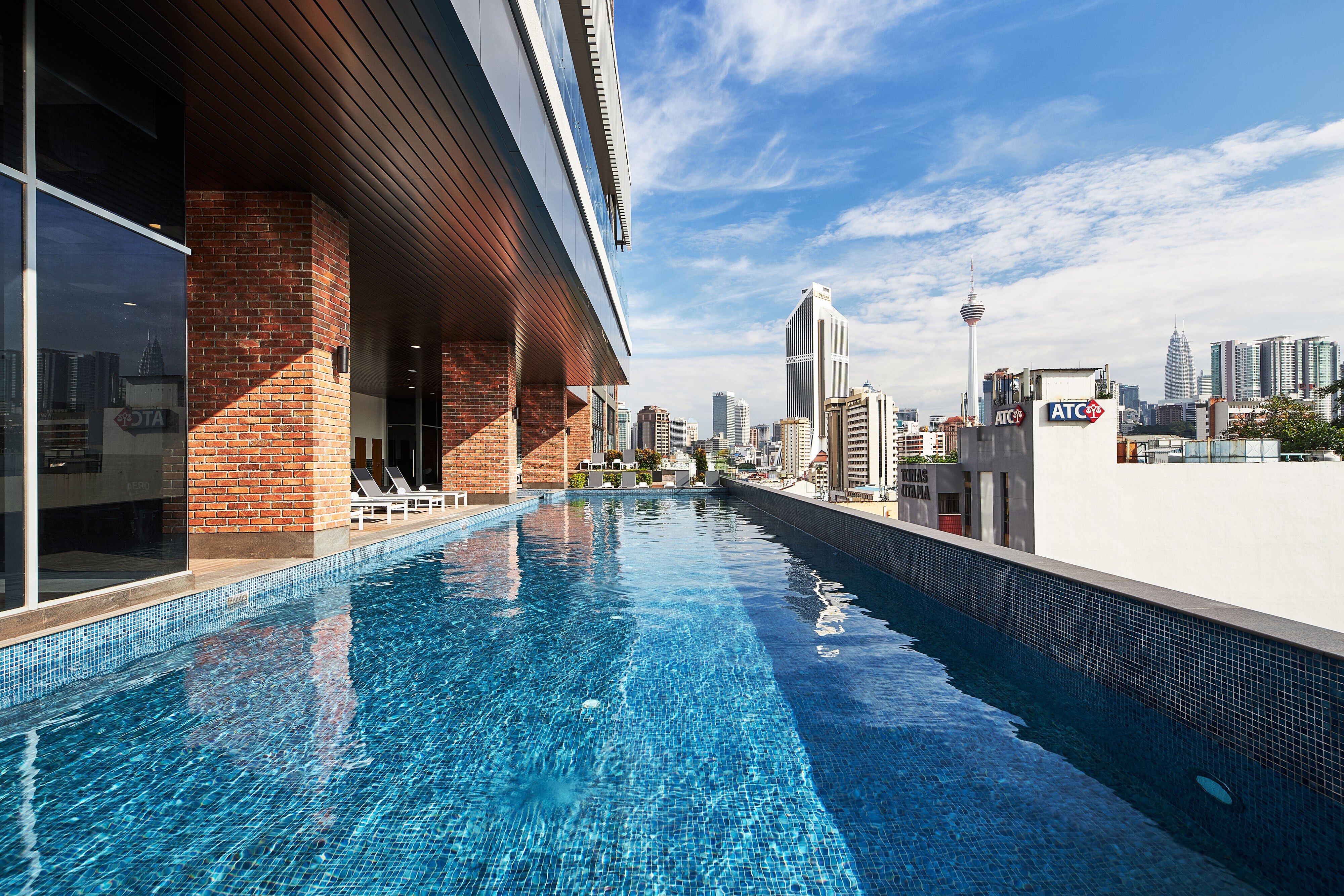 Outdoor pool with city view