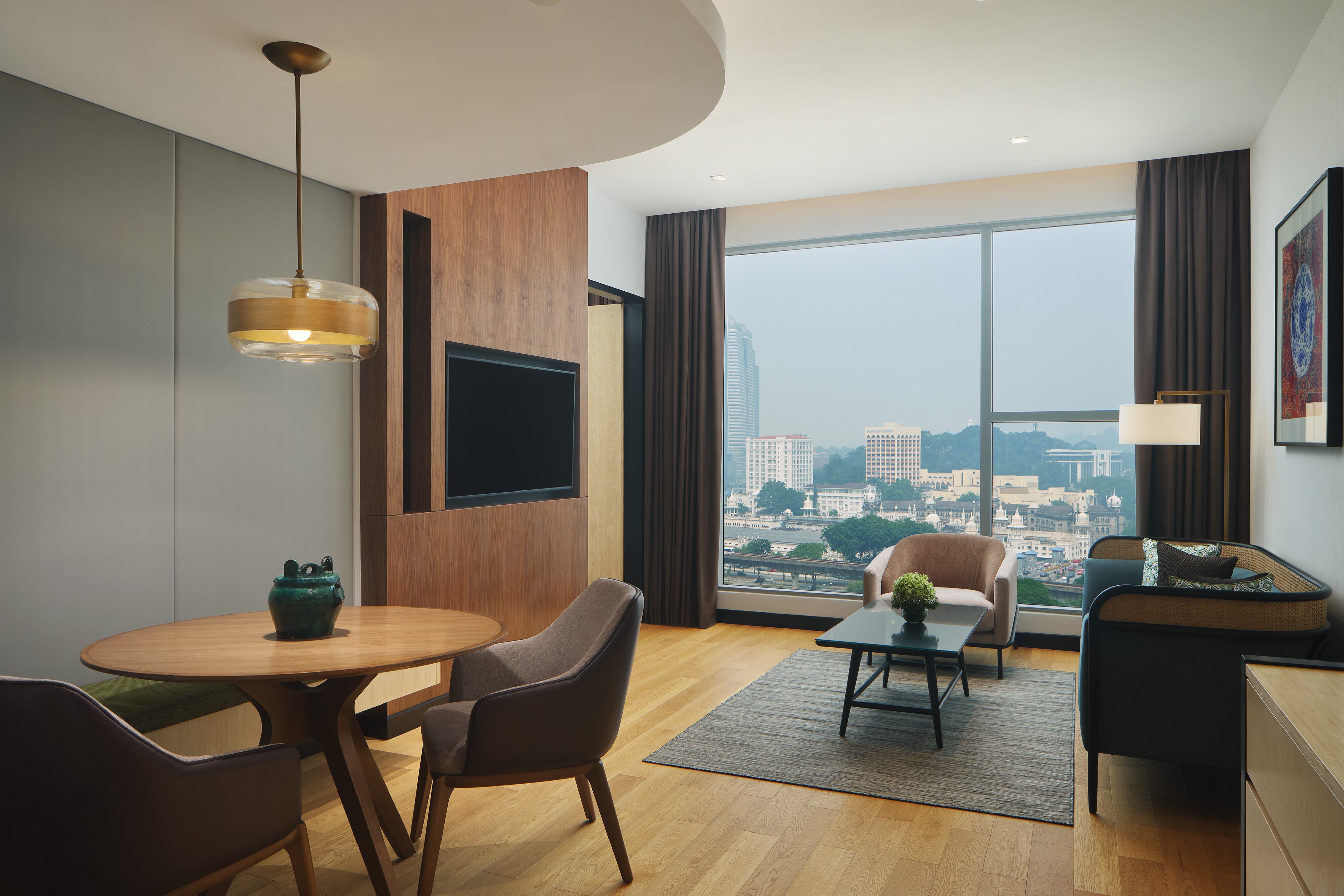Suite living area with city view