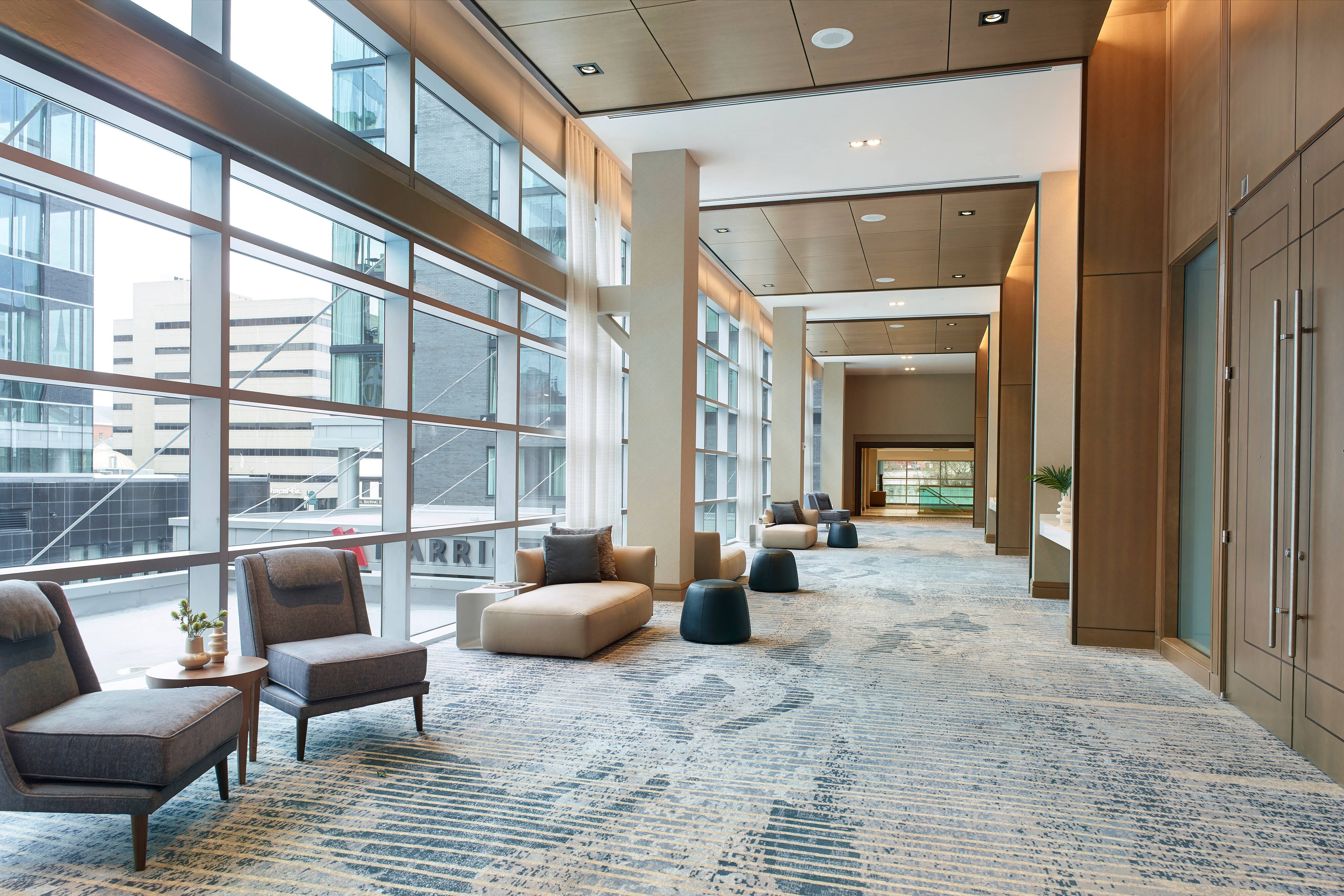 Pre-function space with floor to ceilling windows
