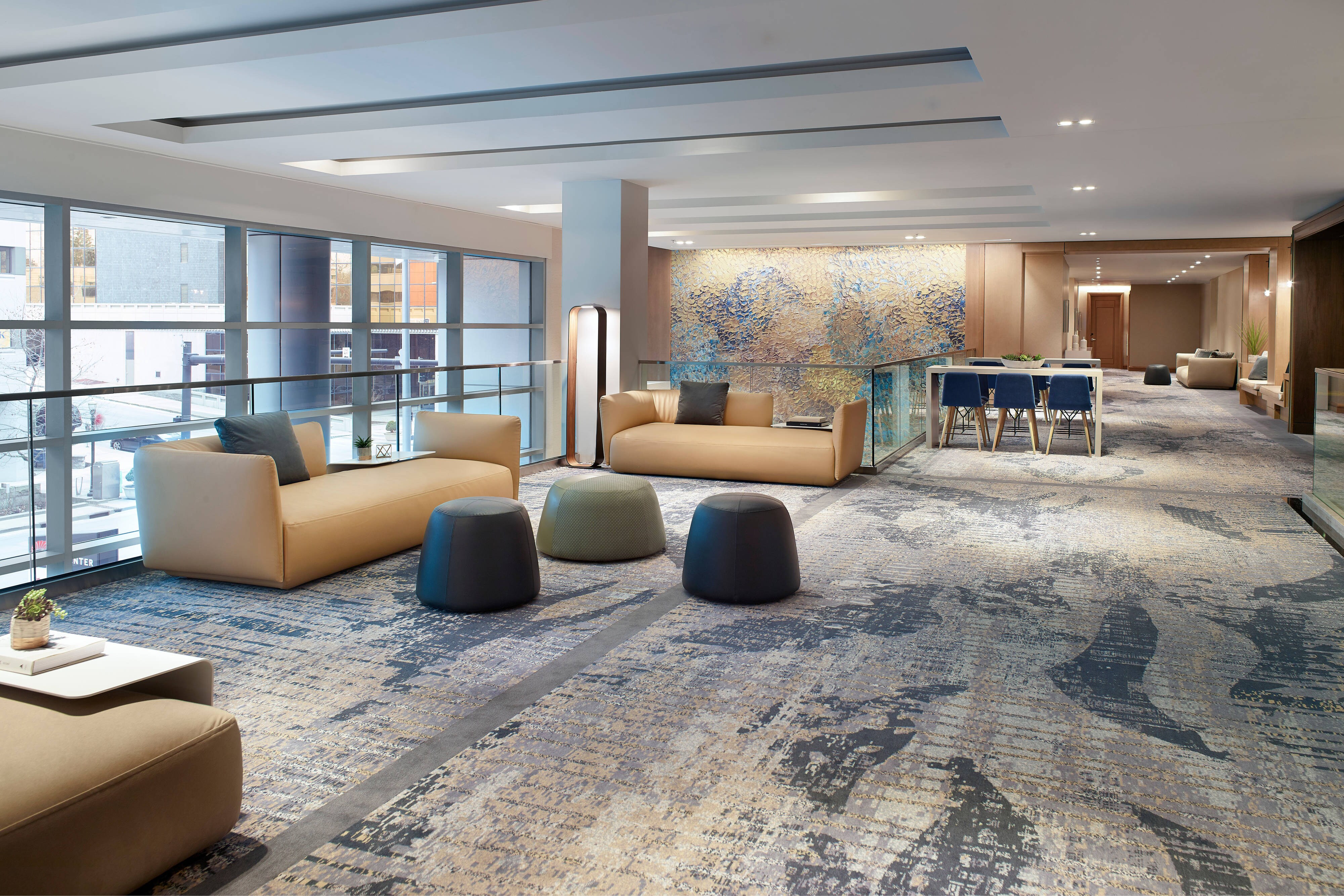 Pre-function area with sofas and table