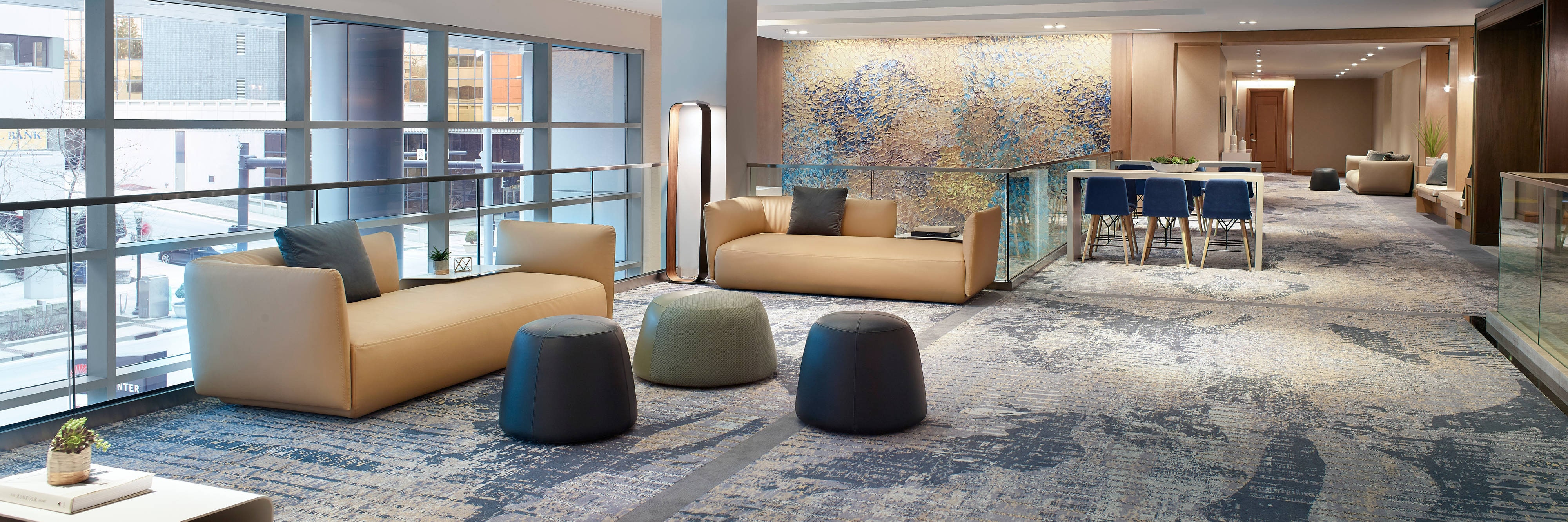 Pre-function area with sofas and table