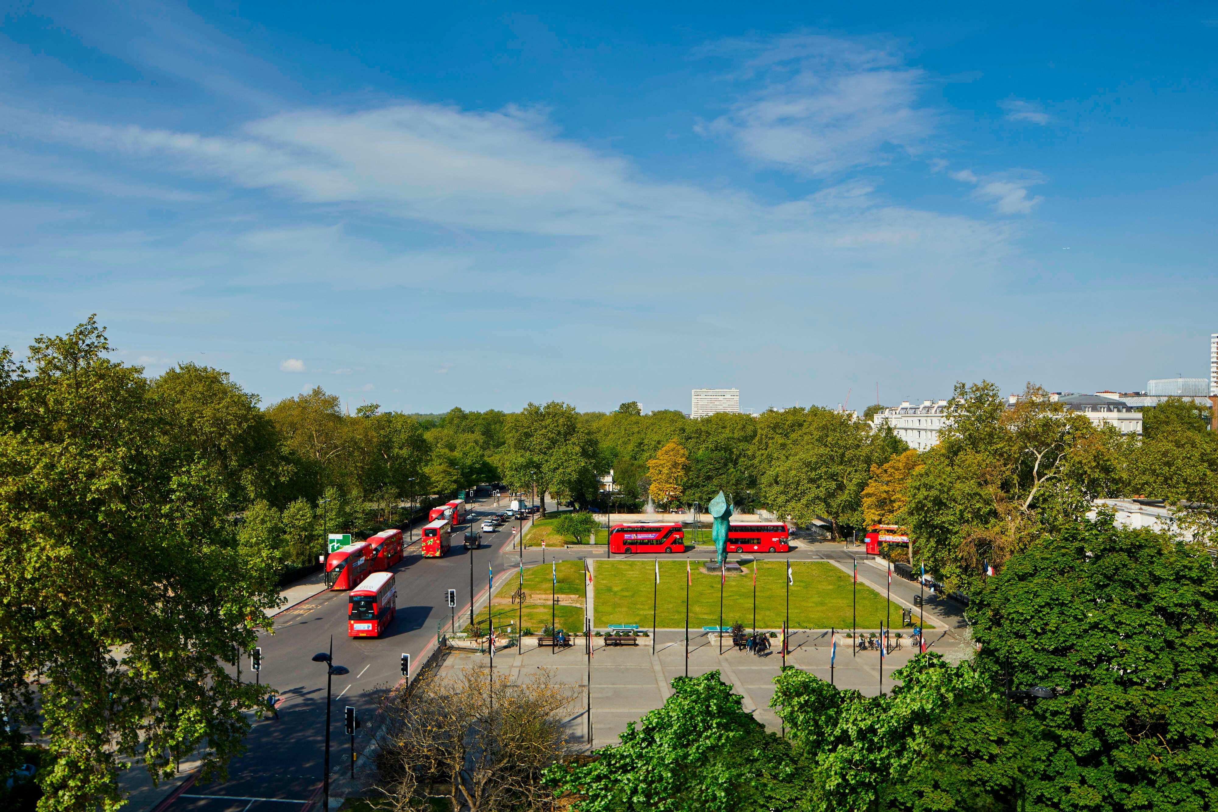 Streets with double-decker buses