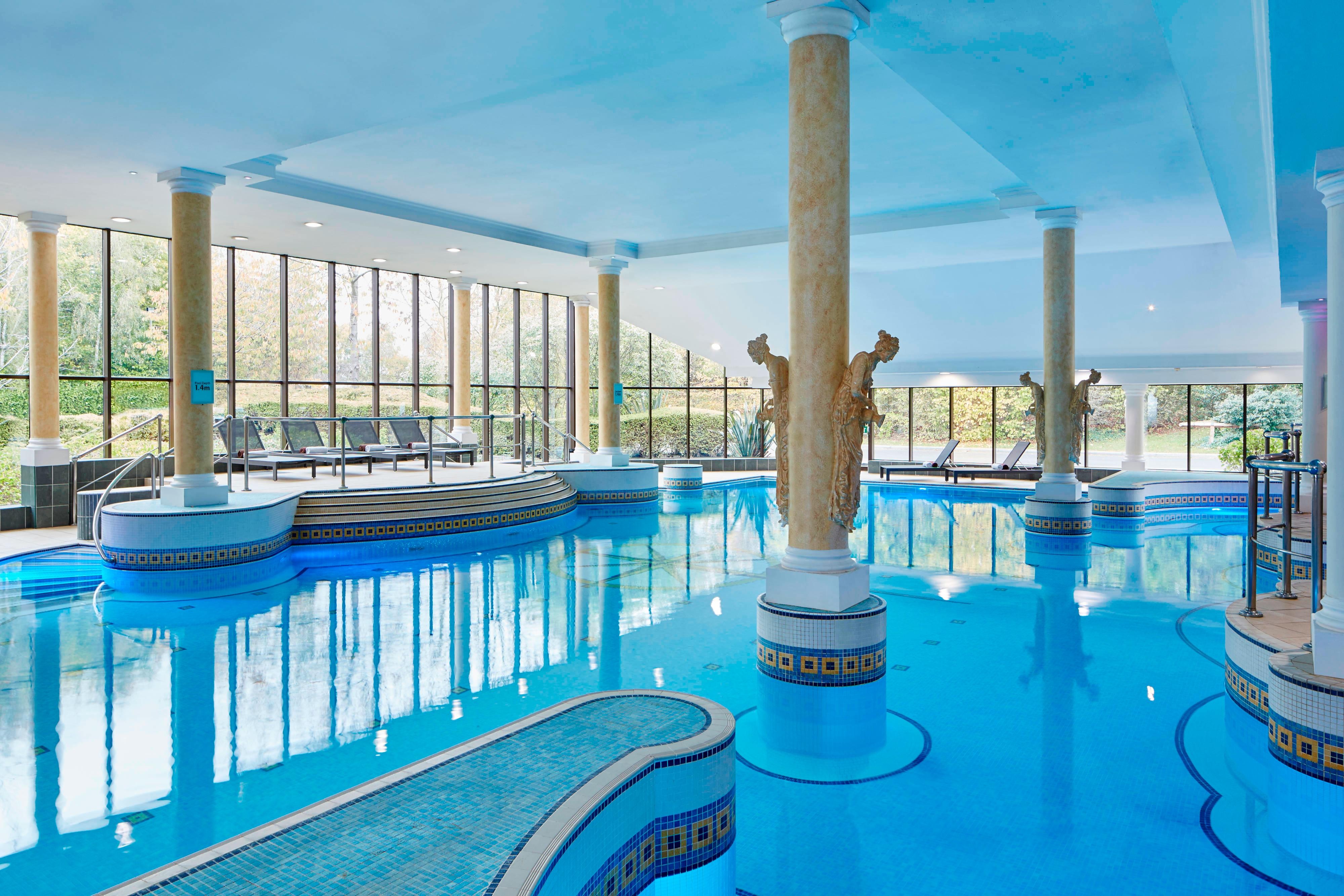 Indoor swimming pool with marble columns