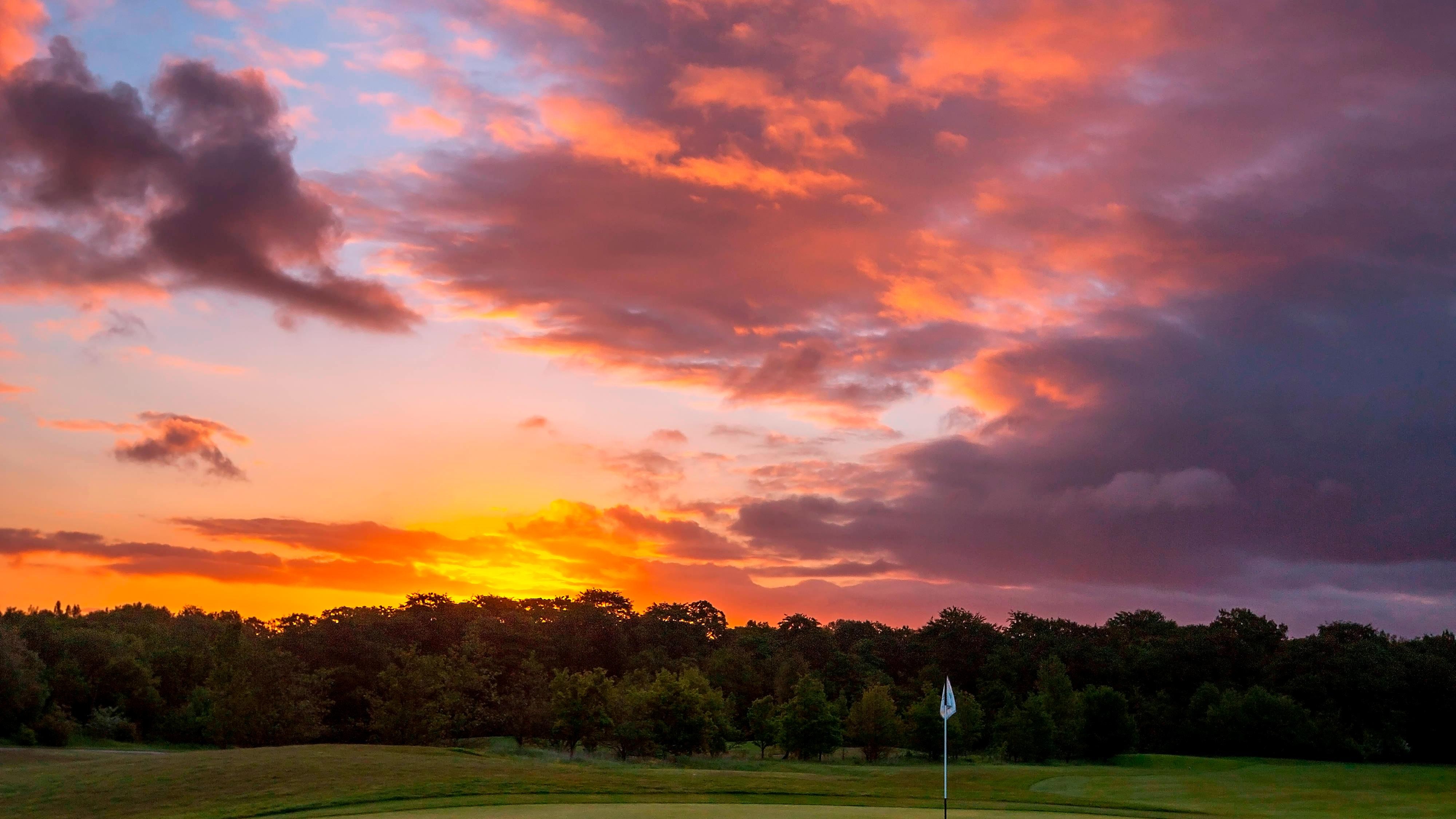 Golf course at sunset