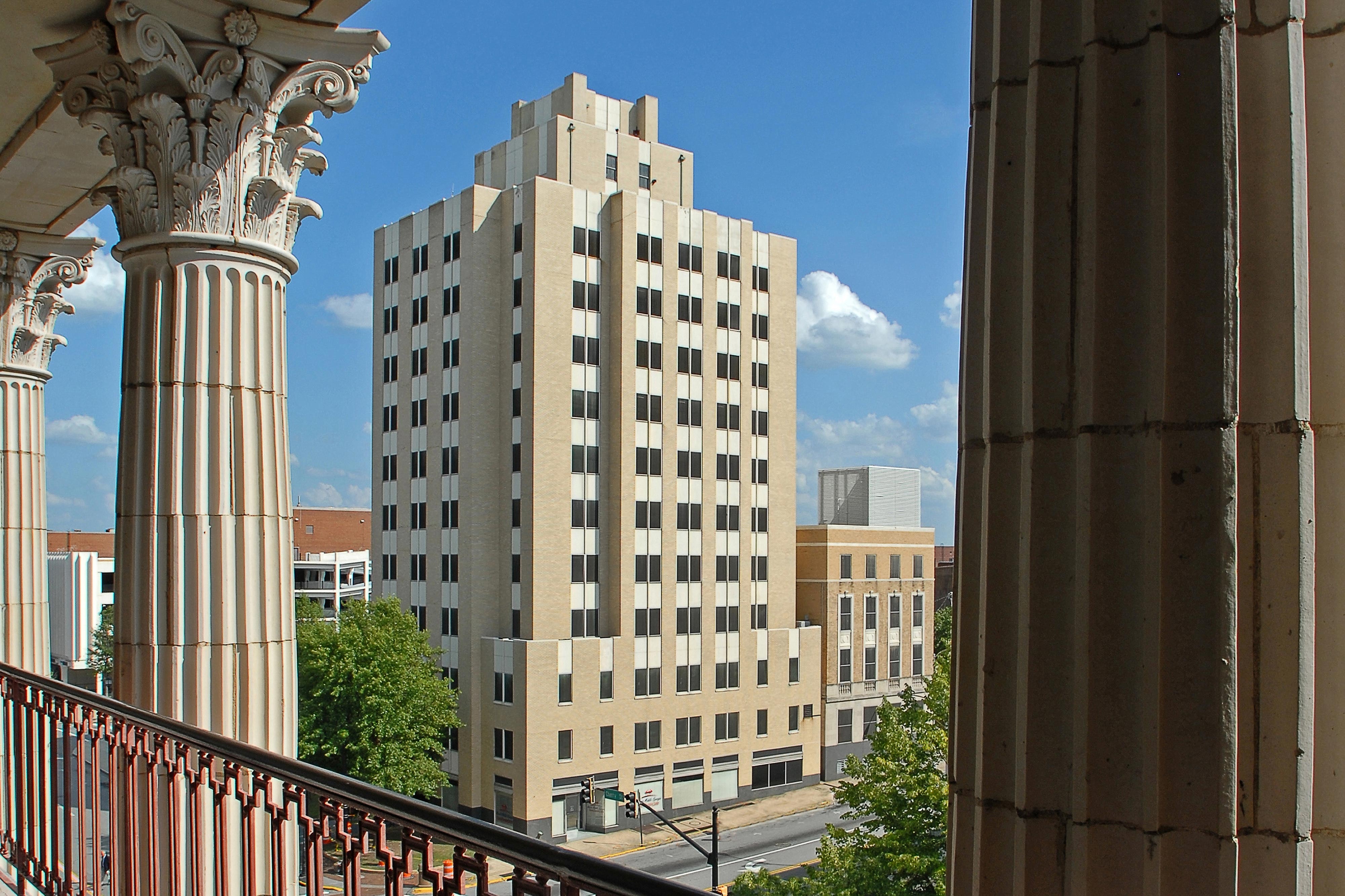 Hotel exterior and columns