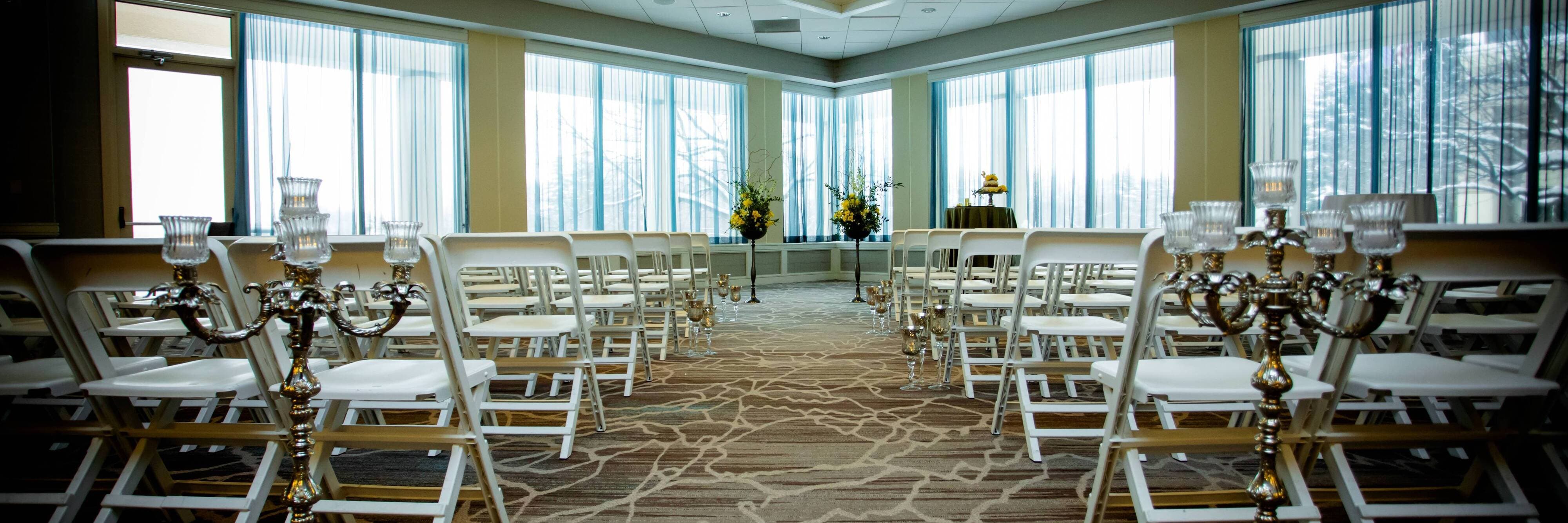 Ballroom wedding ceremony setup