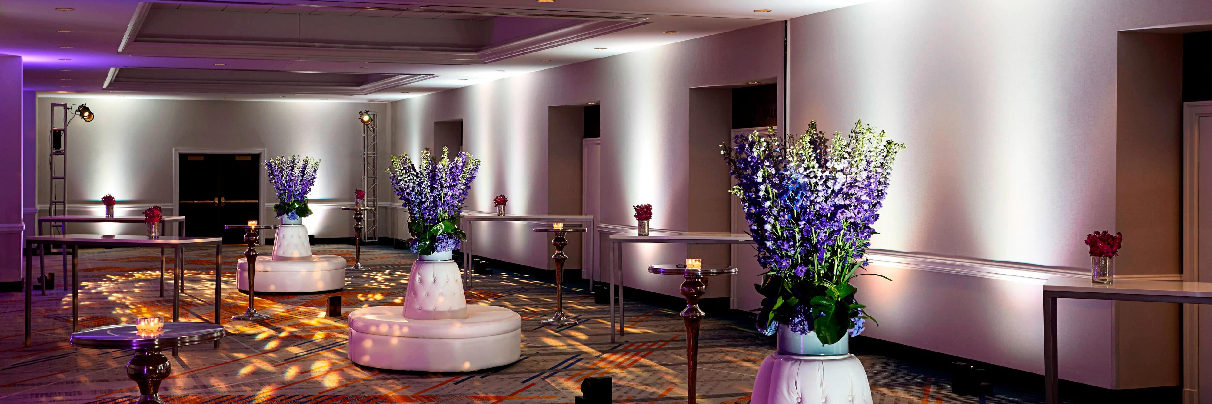 Pre-function space set up for a reception