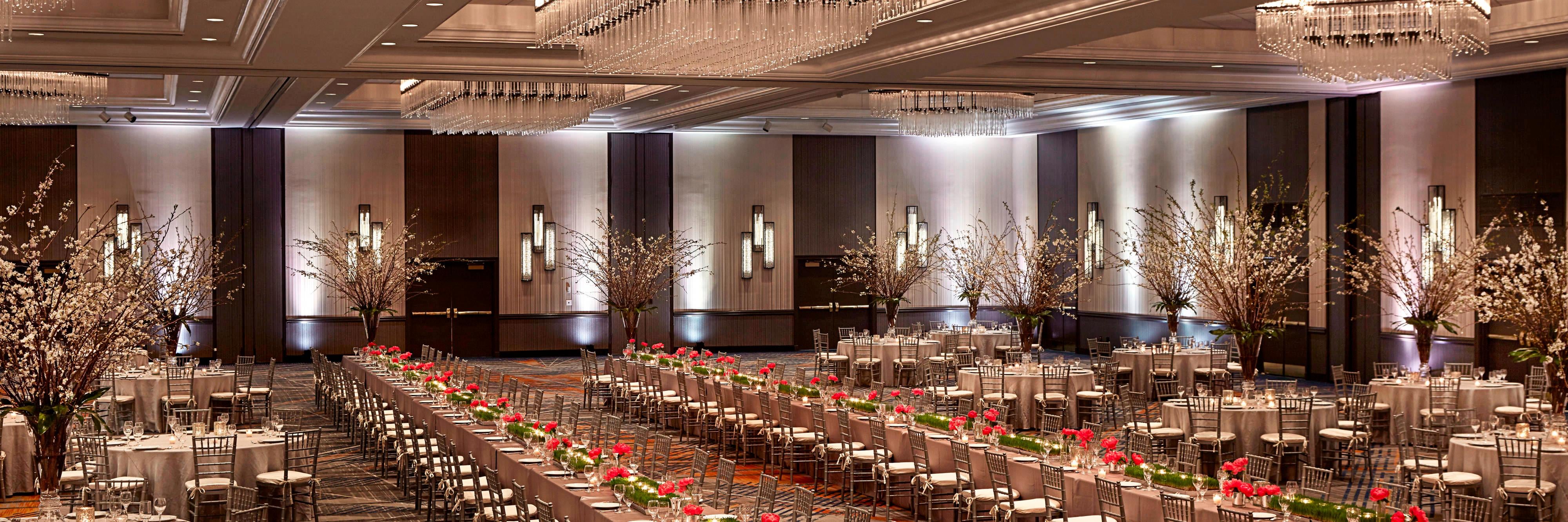Ballroom wedding reception setup