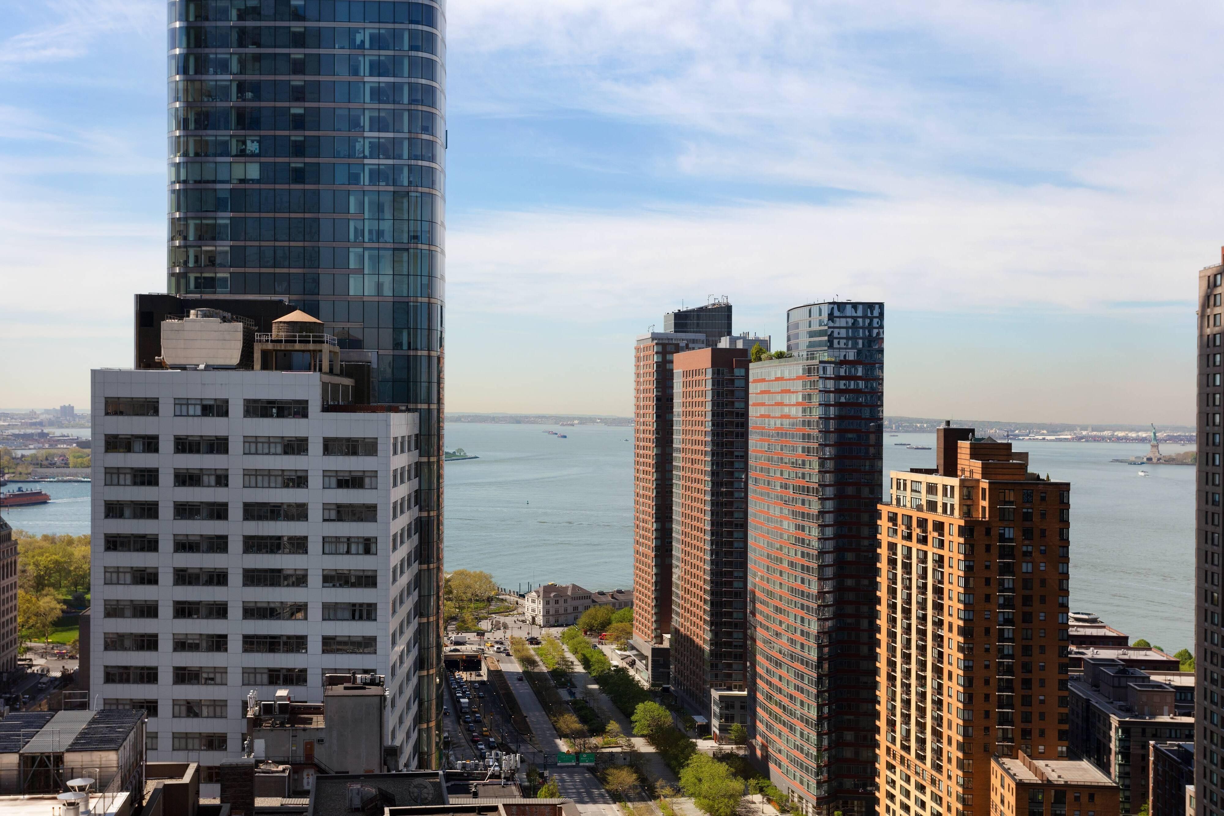 City skyline and harbor