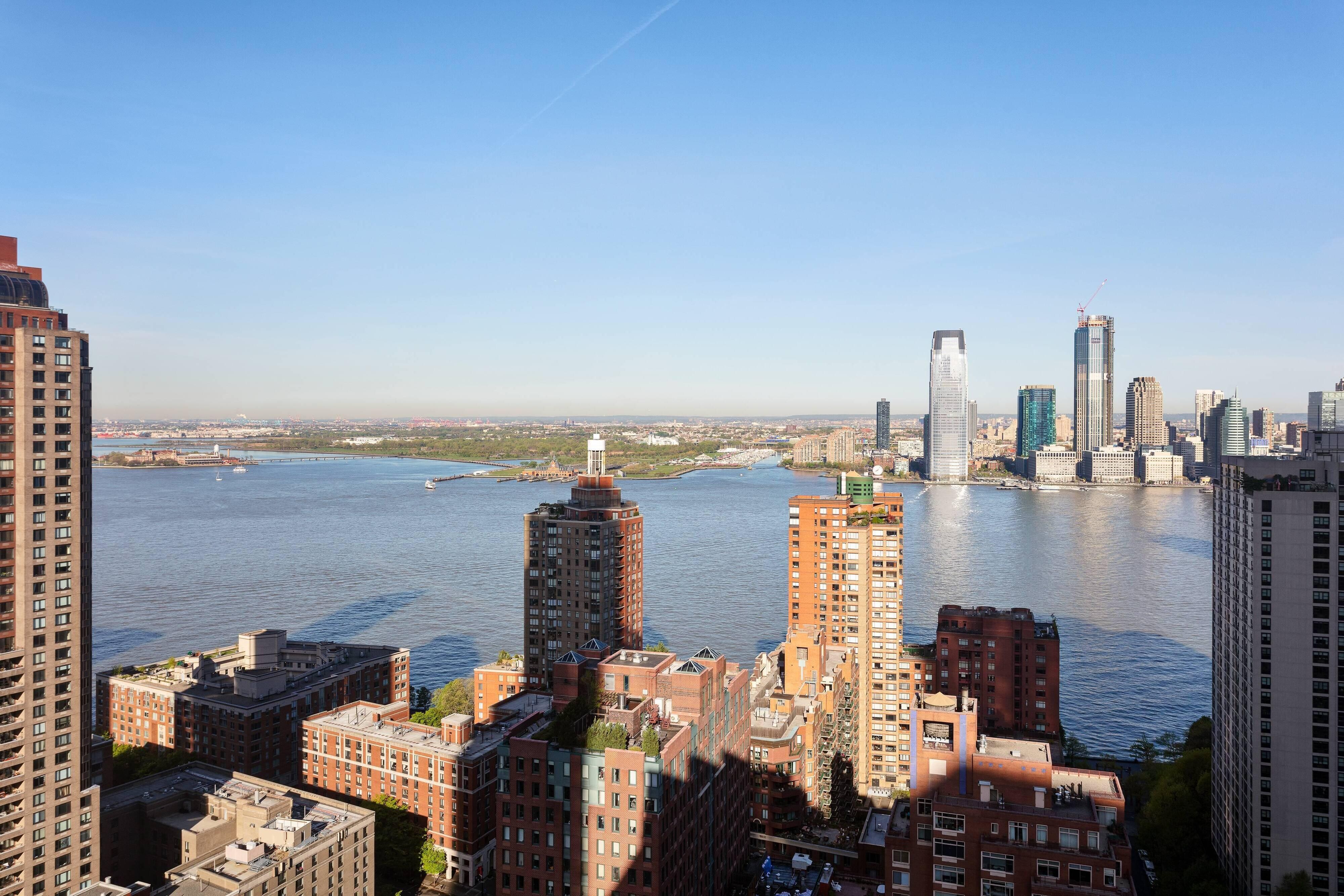 City skyline and Hudson river