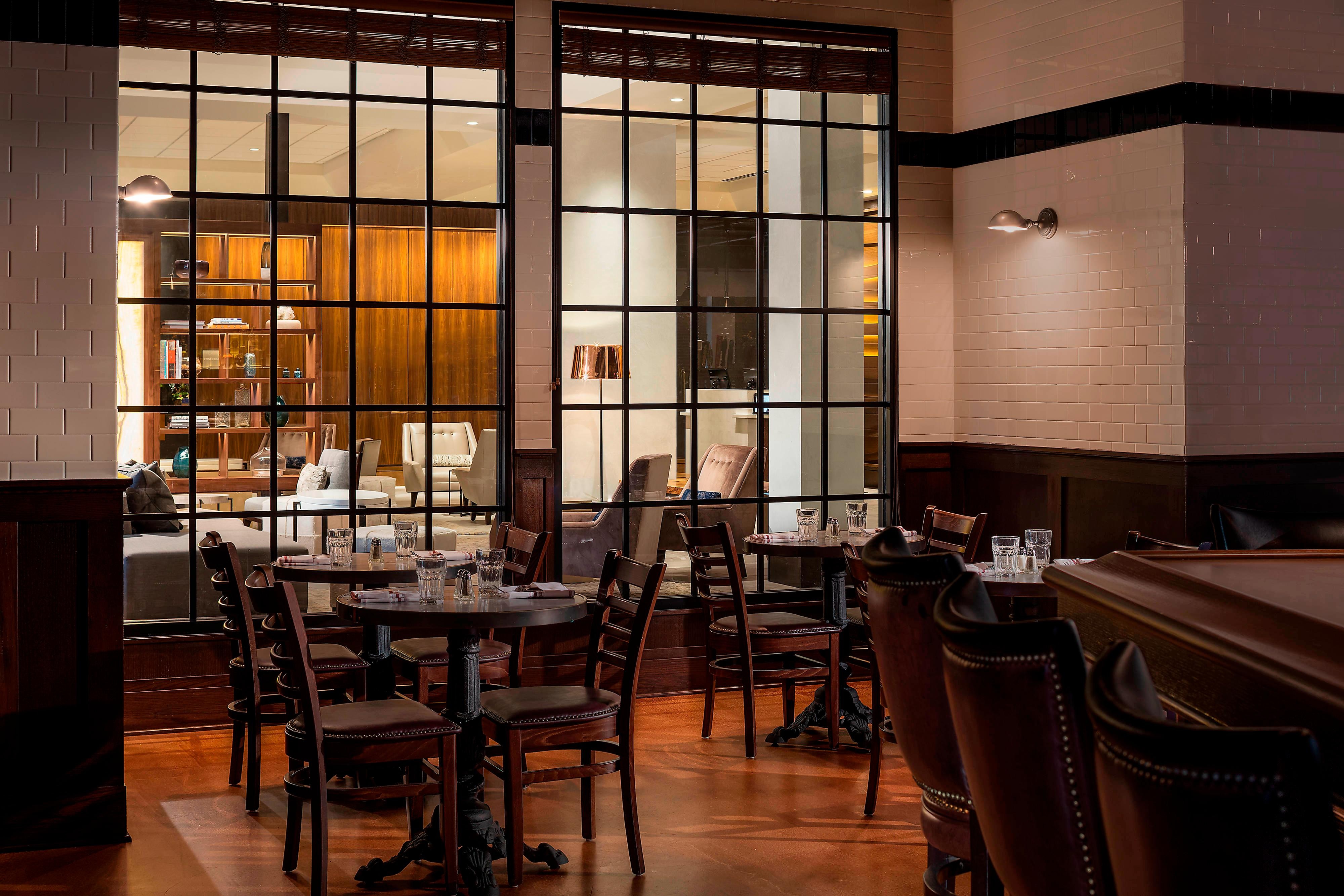 Bar seating with windows
