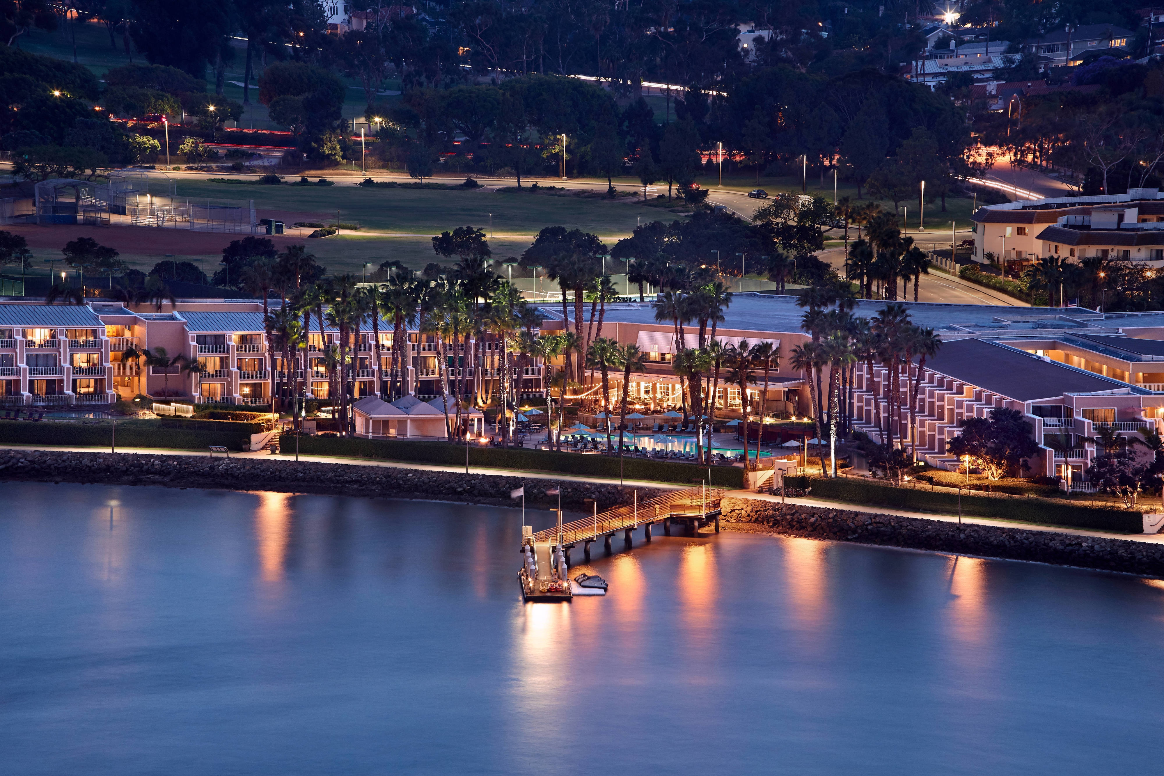 Exterior resort view at night