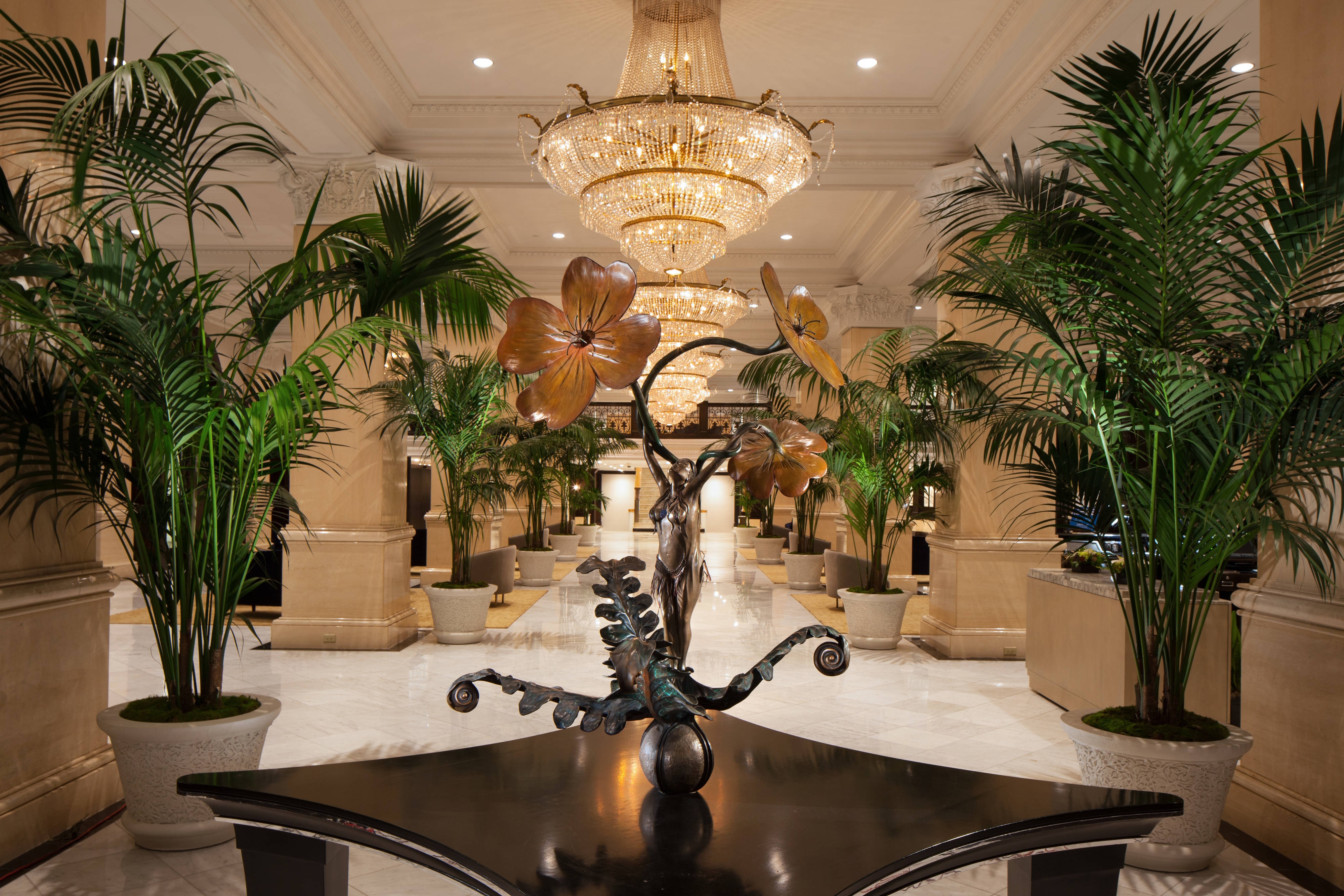 Sculpture in the hotel lobby