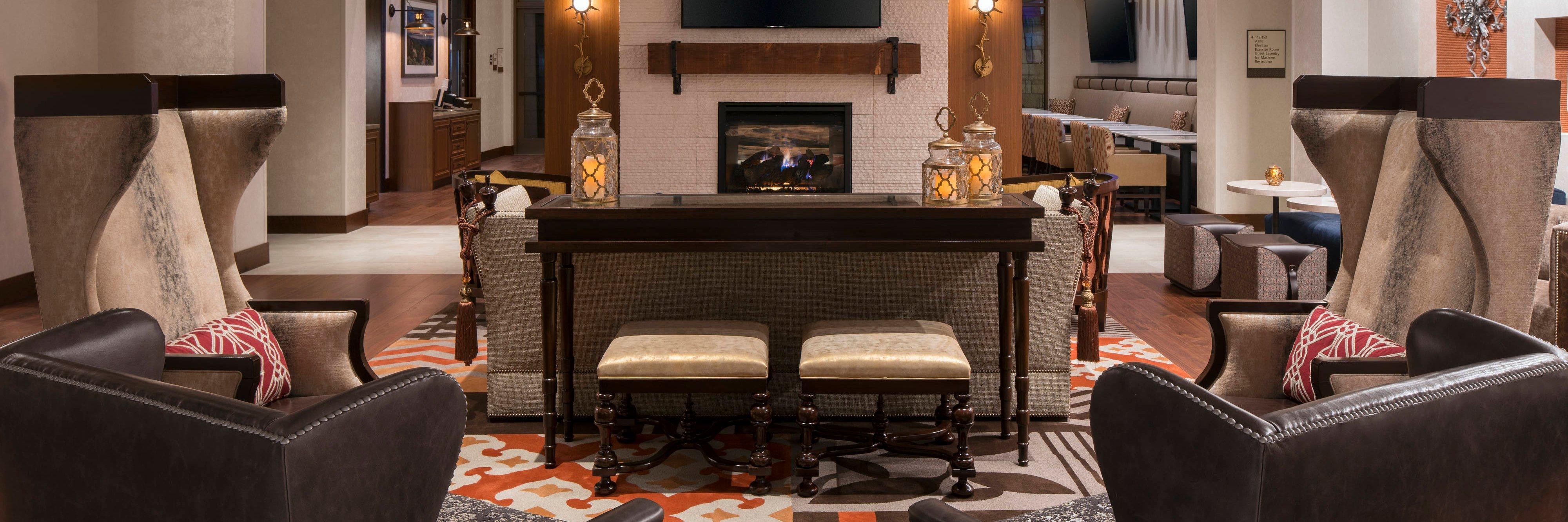 Lobby seating area with TV