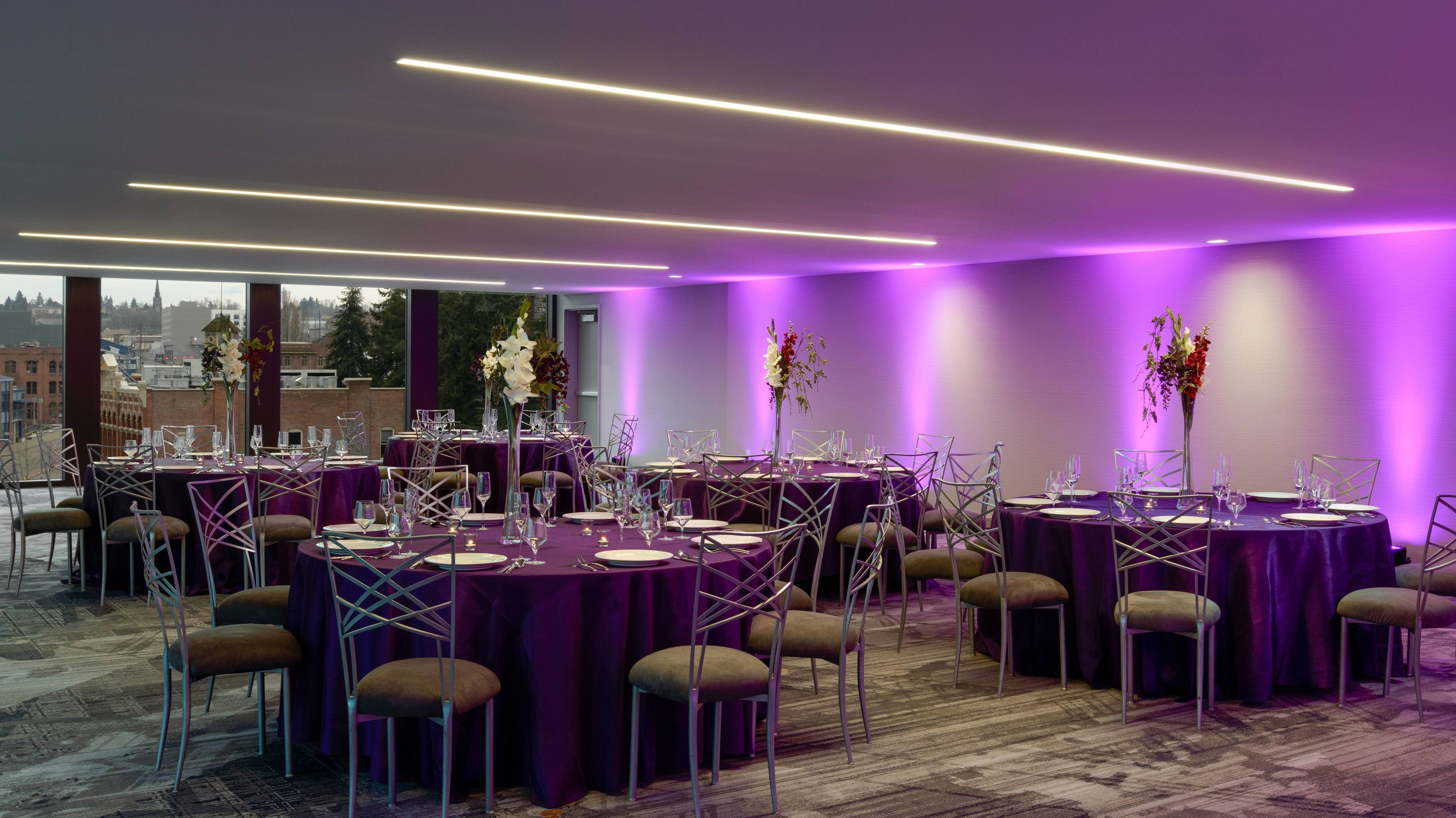 Ballroom with pink accent lighting