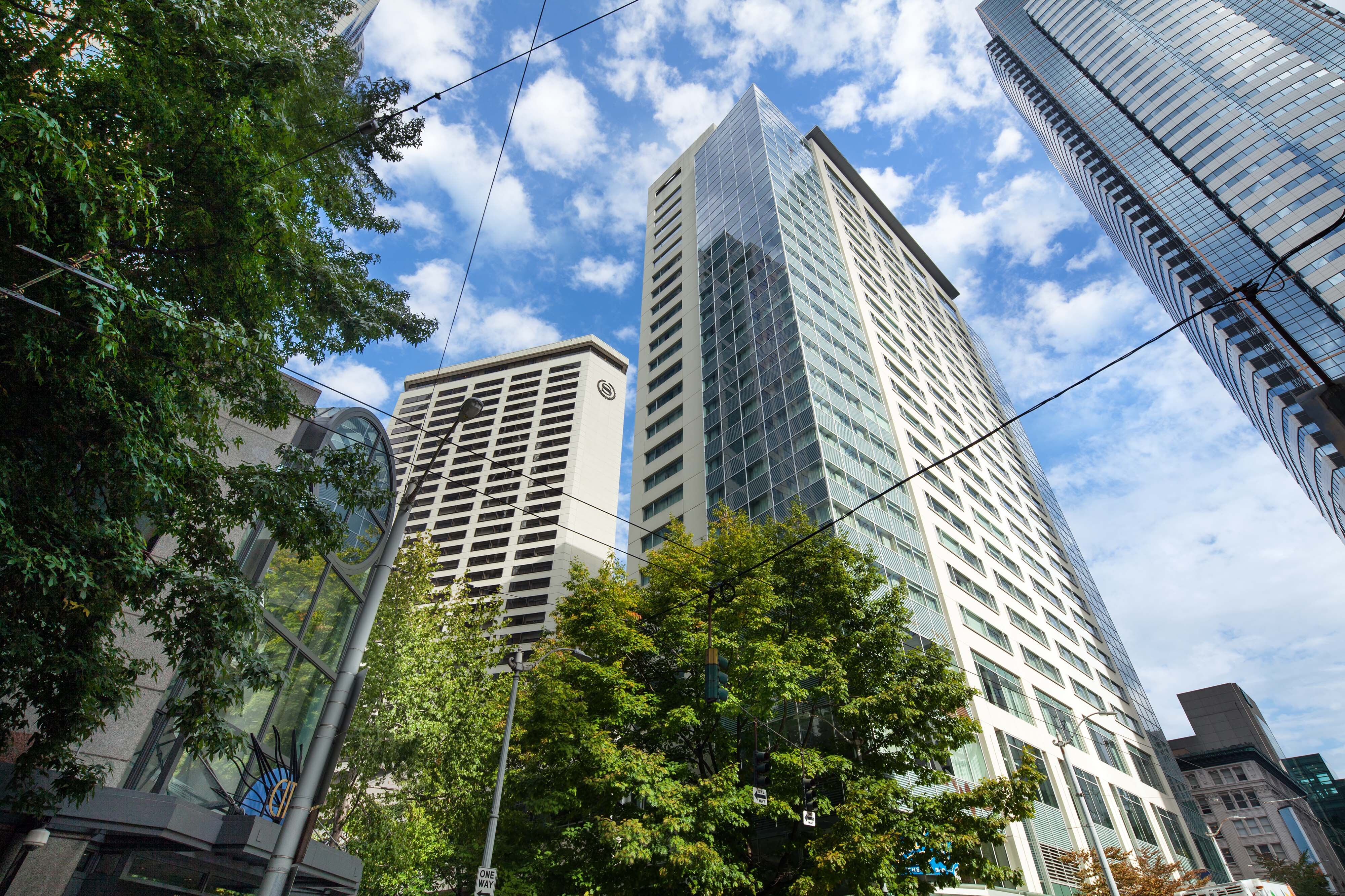 Hotel exterior and nearby buildings