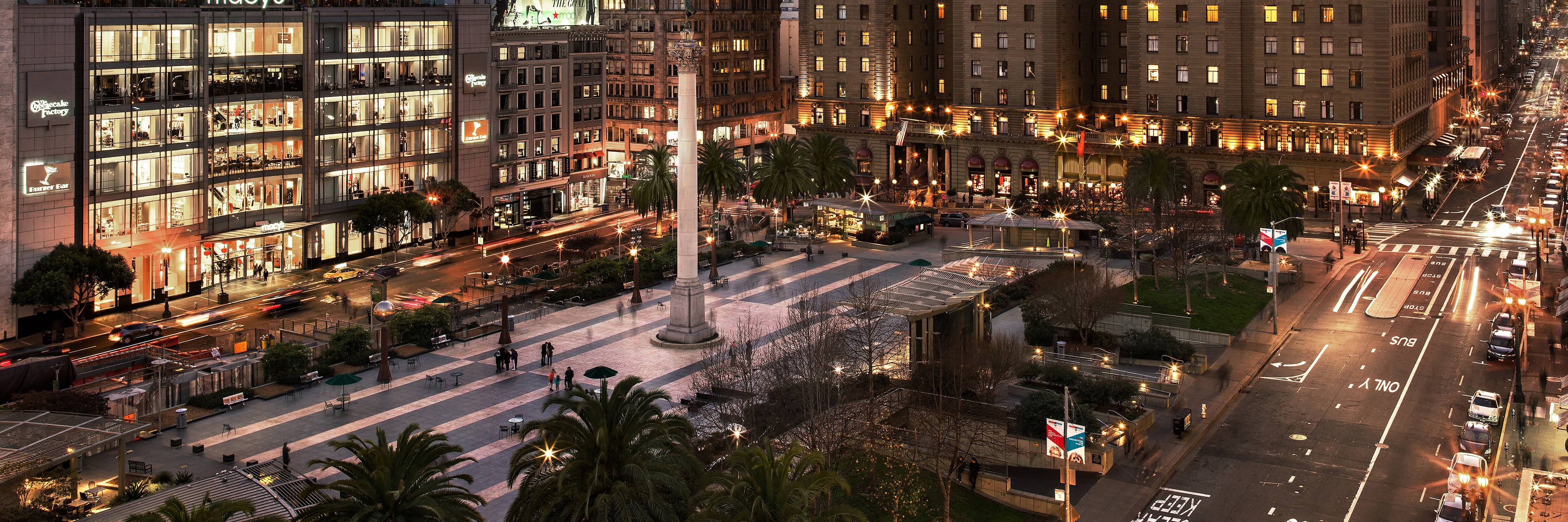 Hotel exterior at dusk