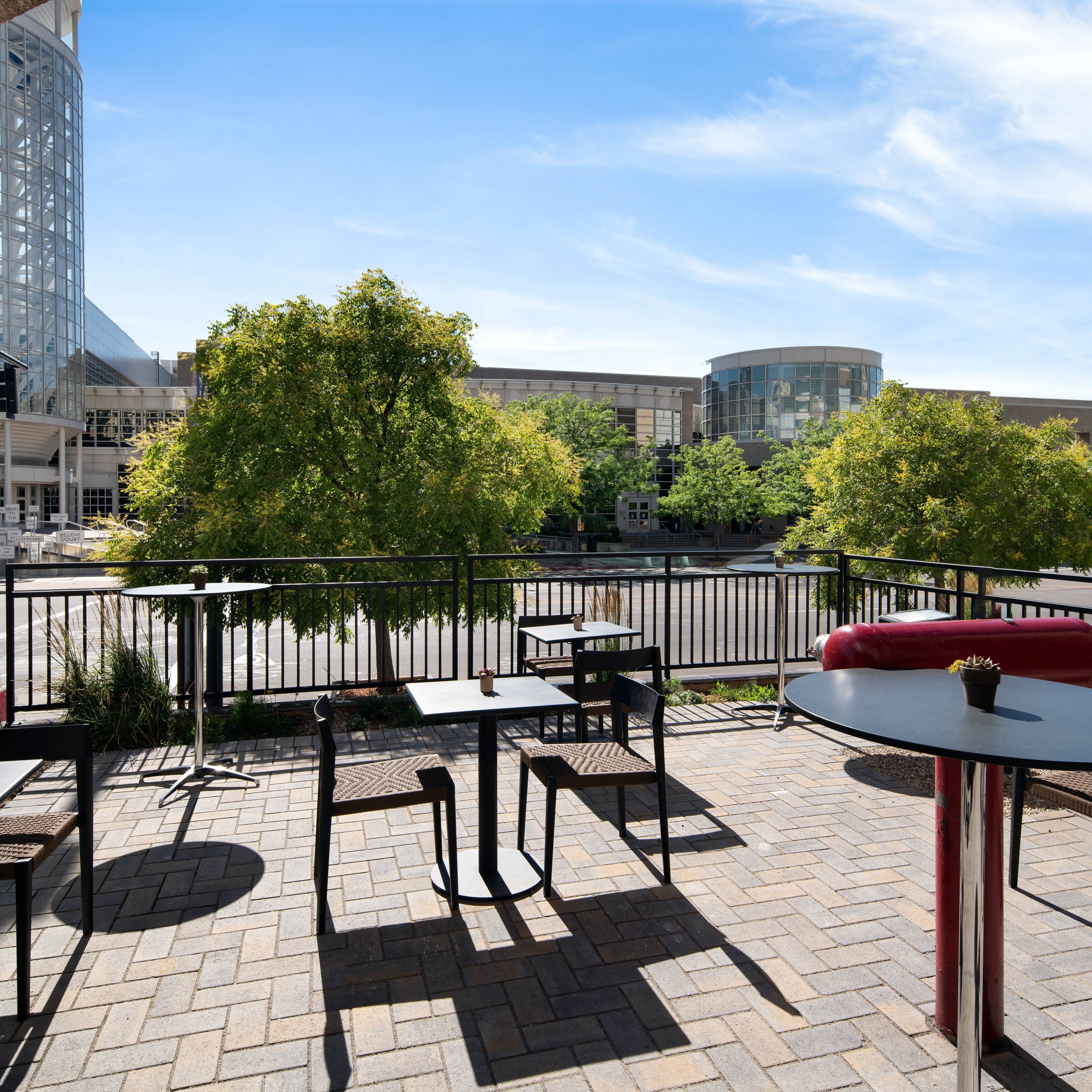 Sunny outdoor patio seating