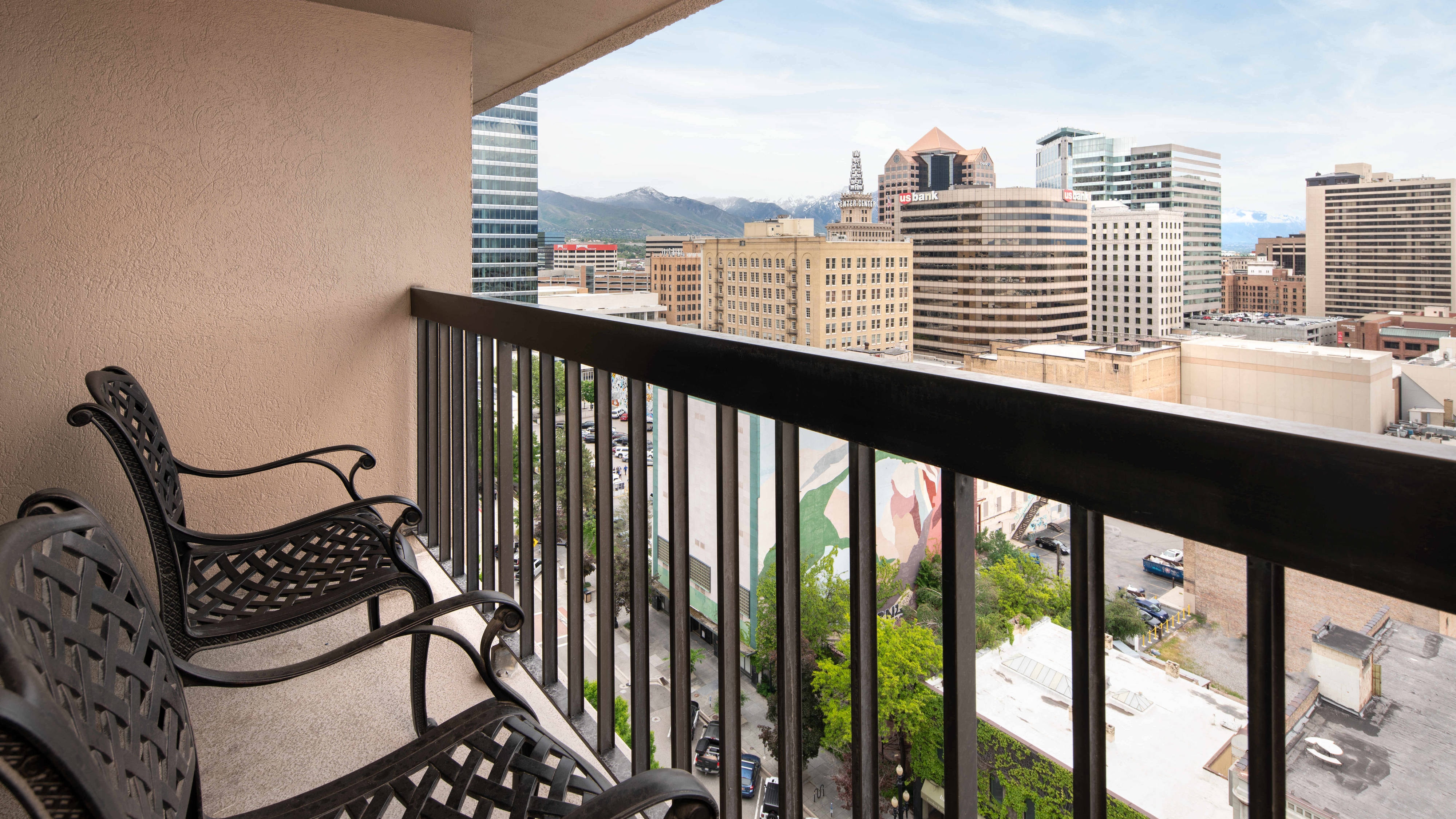 Rocking chairs on a guest room balcony