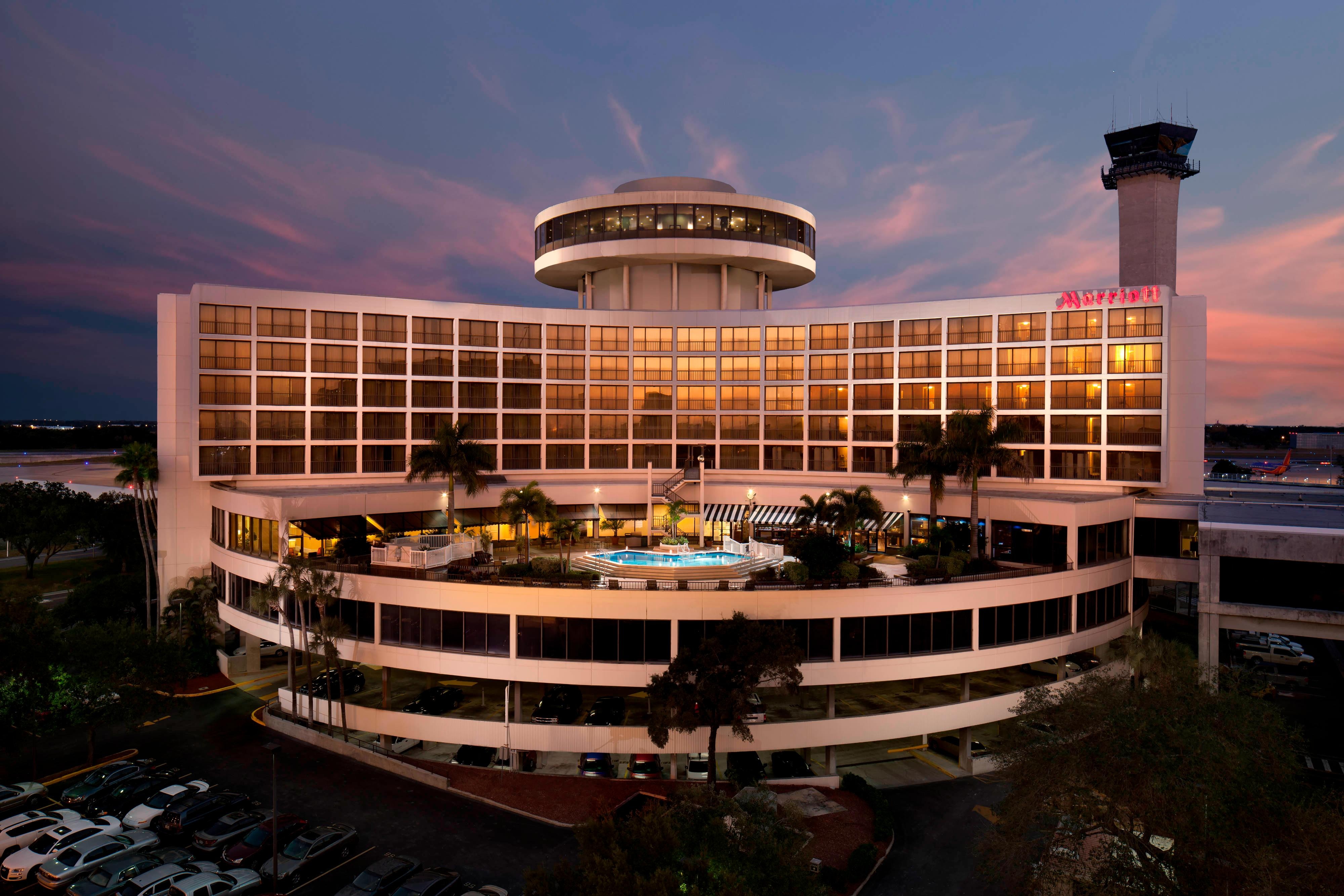 Hotel exterior at night