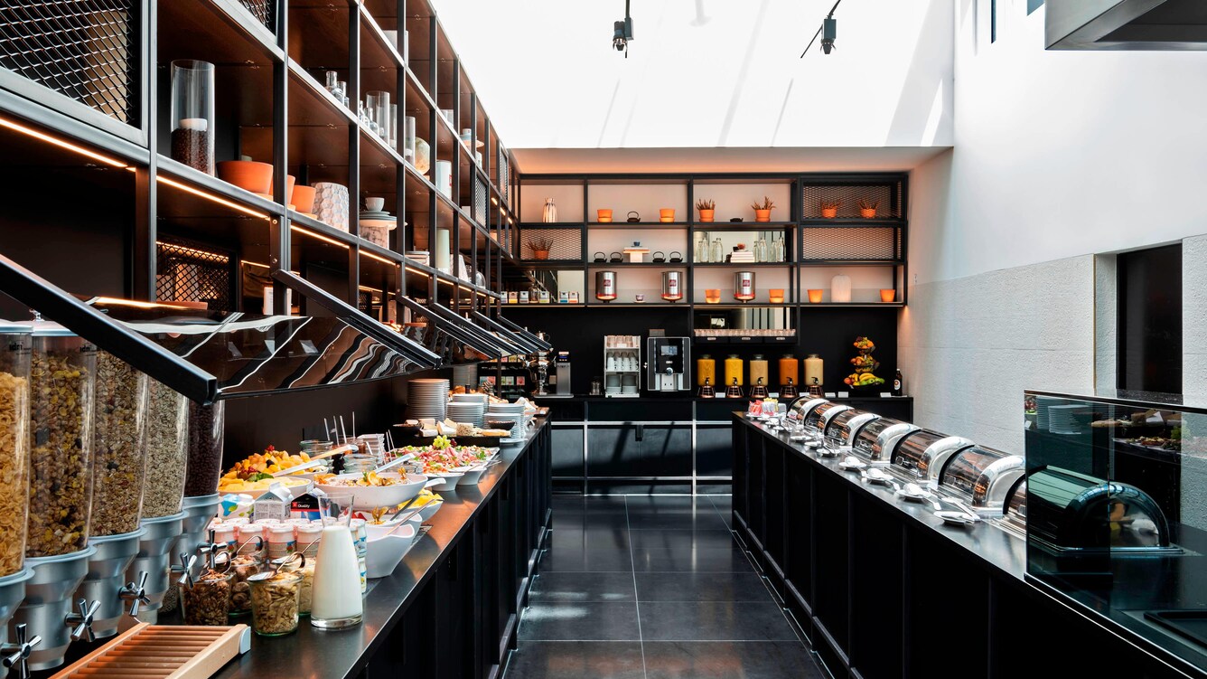 Well-stocked breakfast bar.