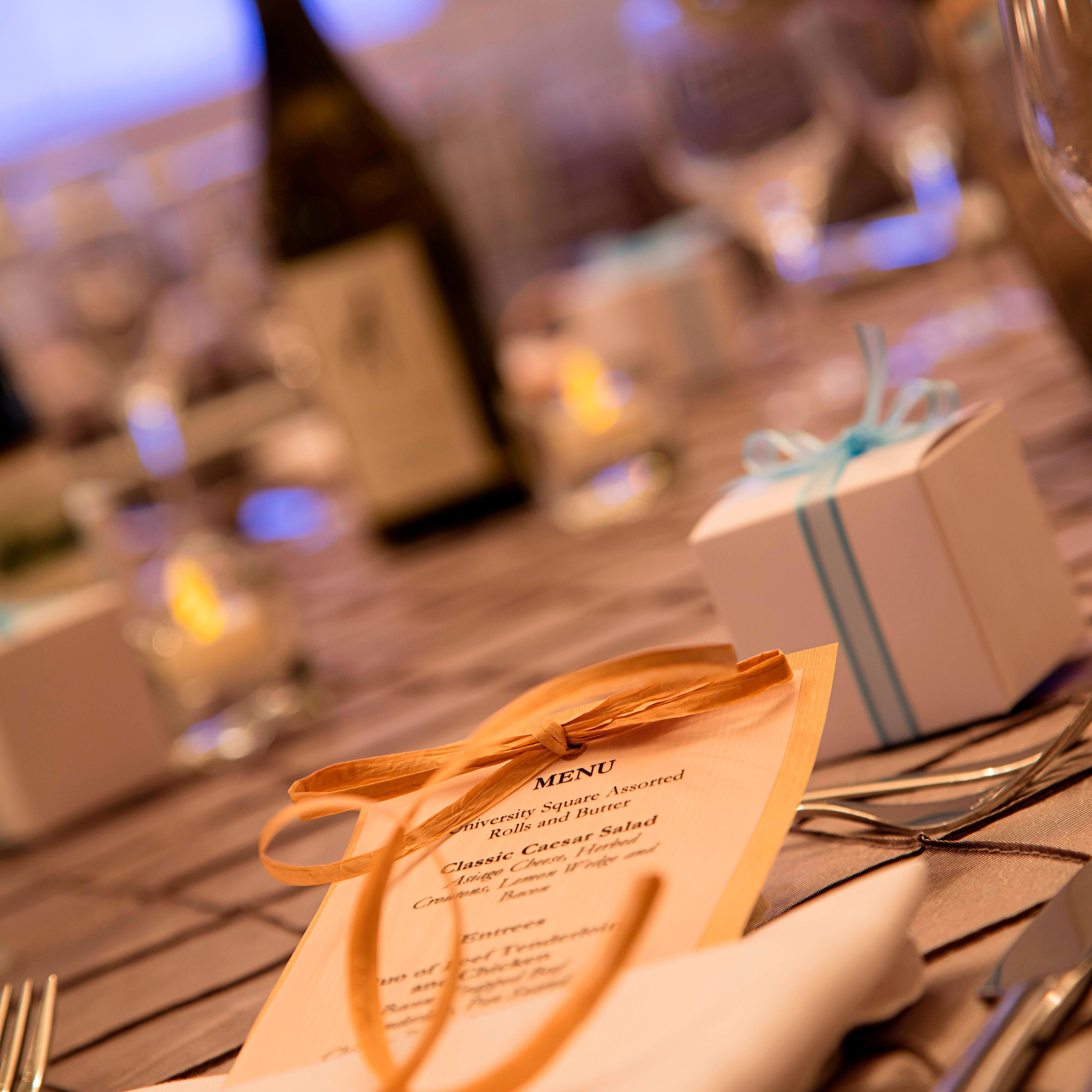 Wedding reception table place setting