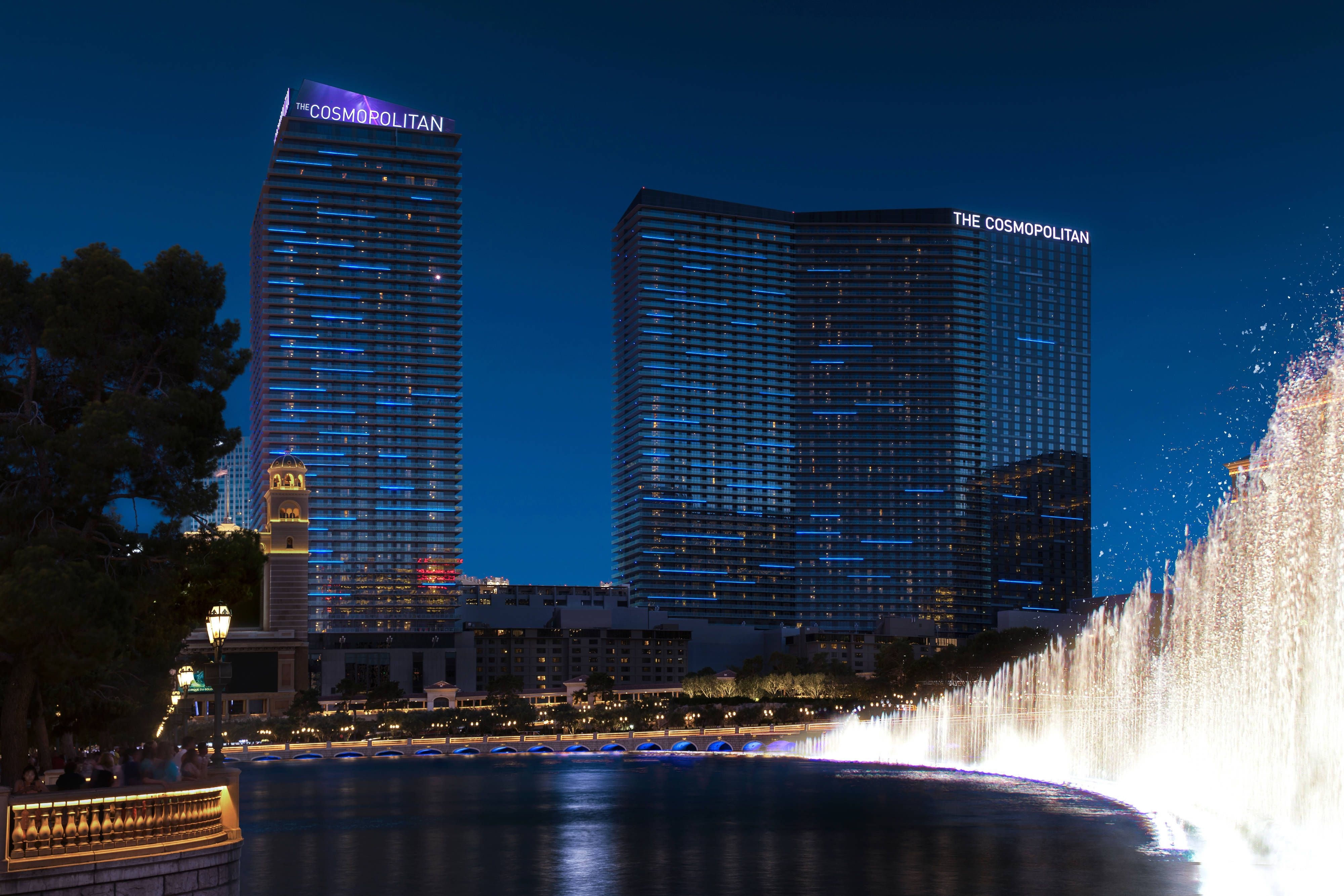 exterior and fountain view of cosmopolitan