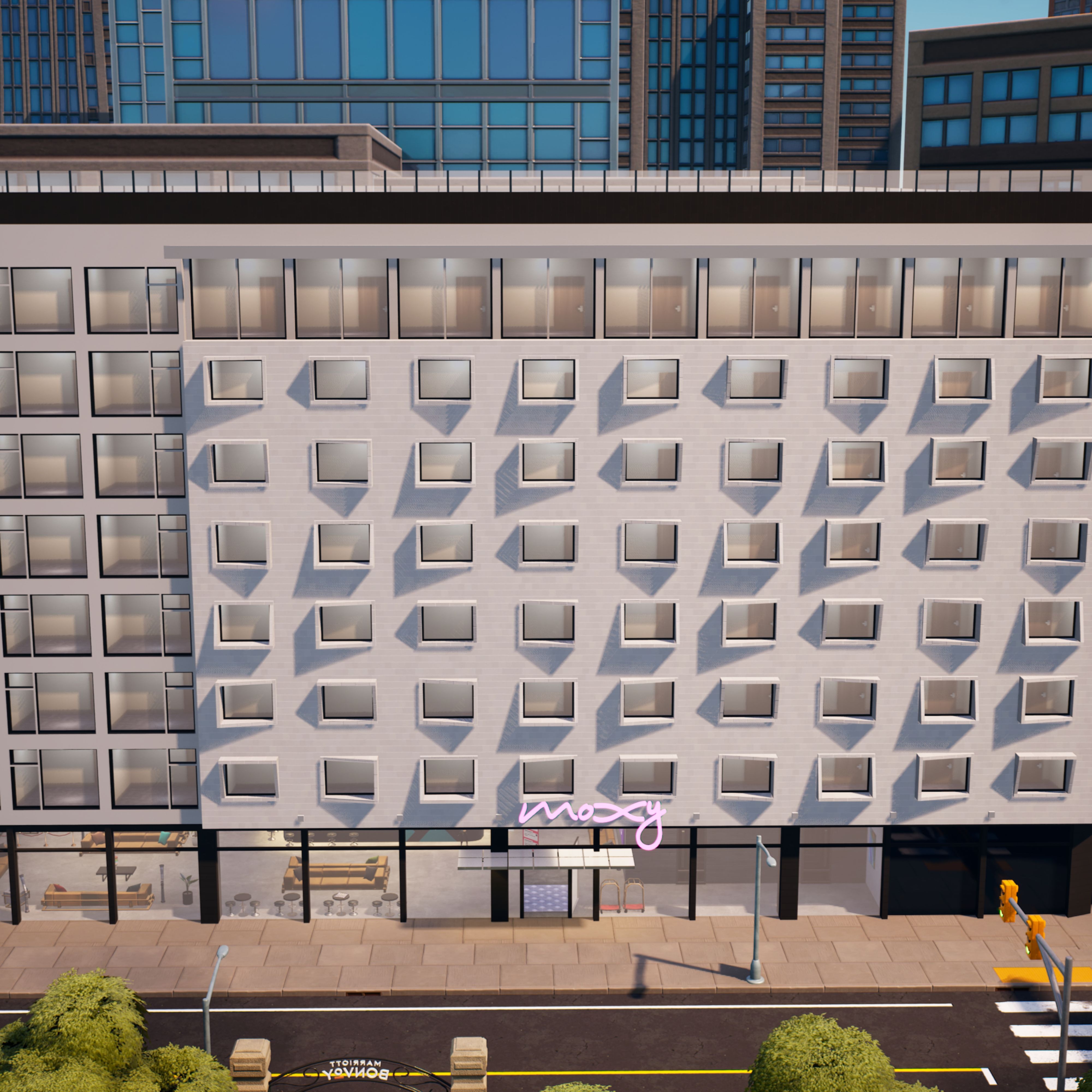 Exterior of a Moxy Hotel