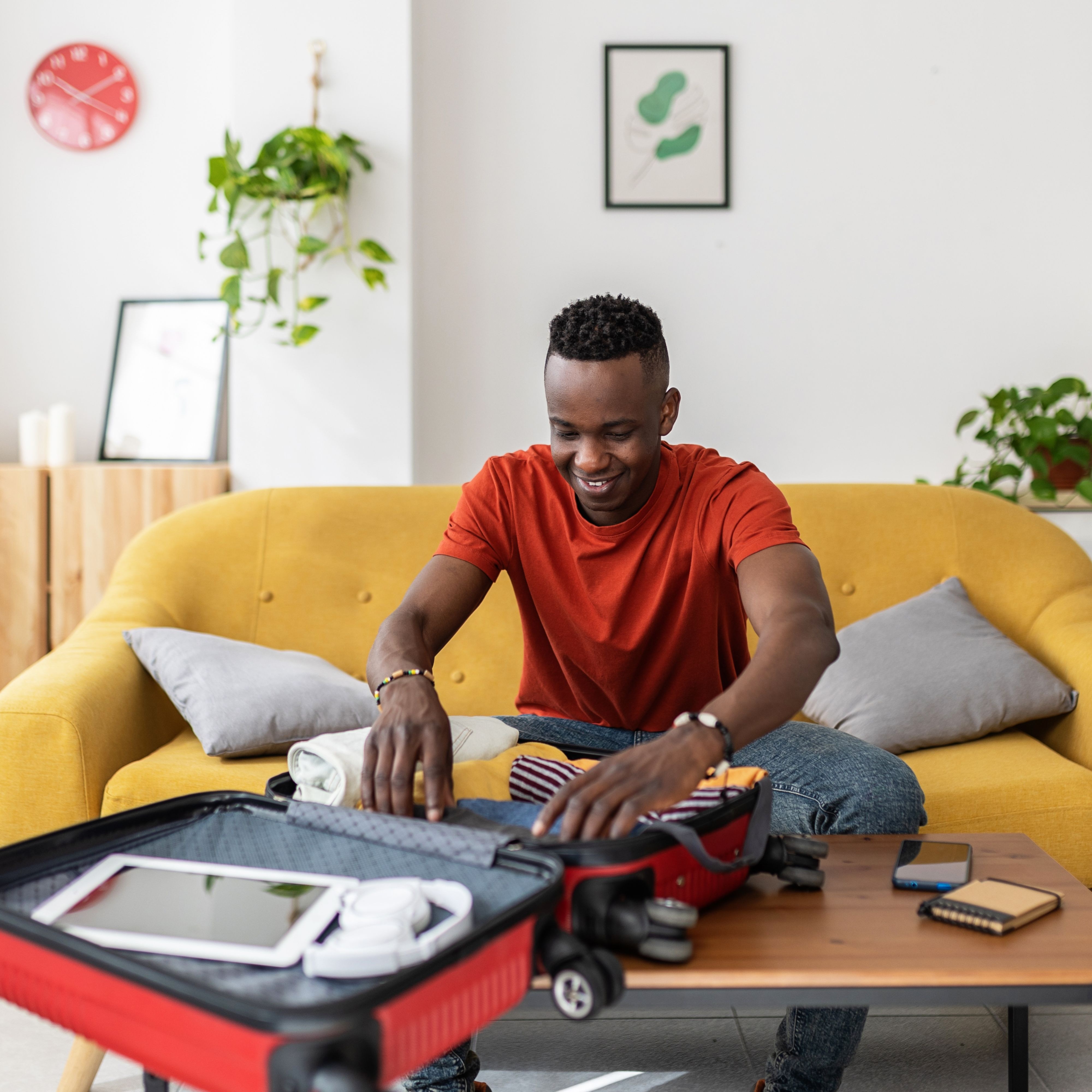 Man packing for travel