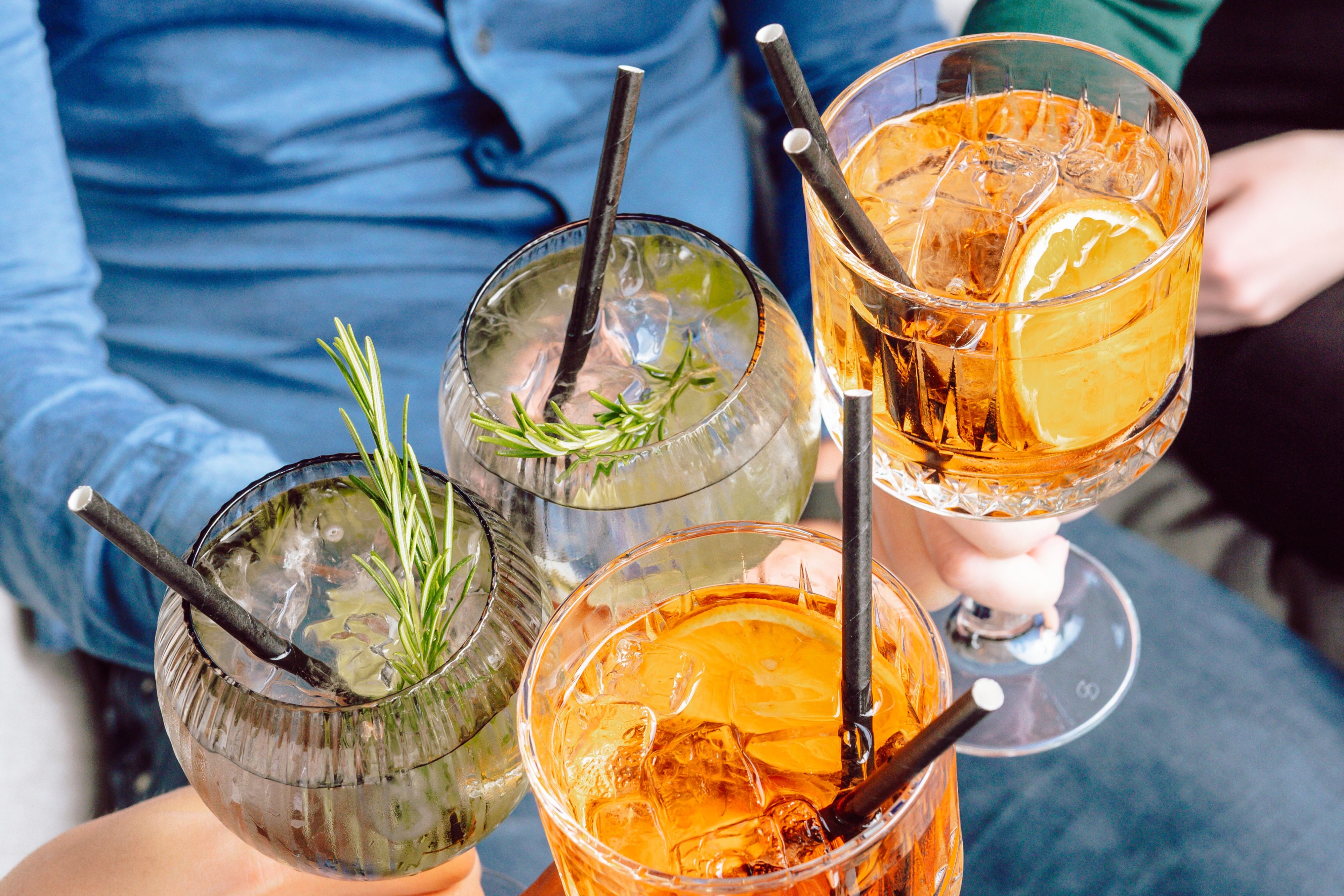People holding drinks