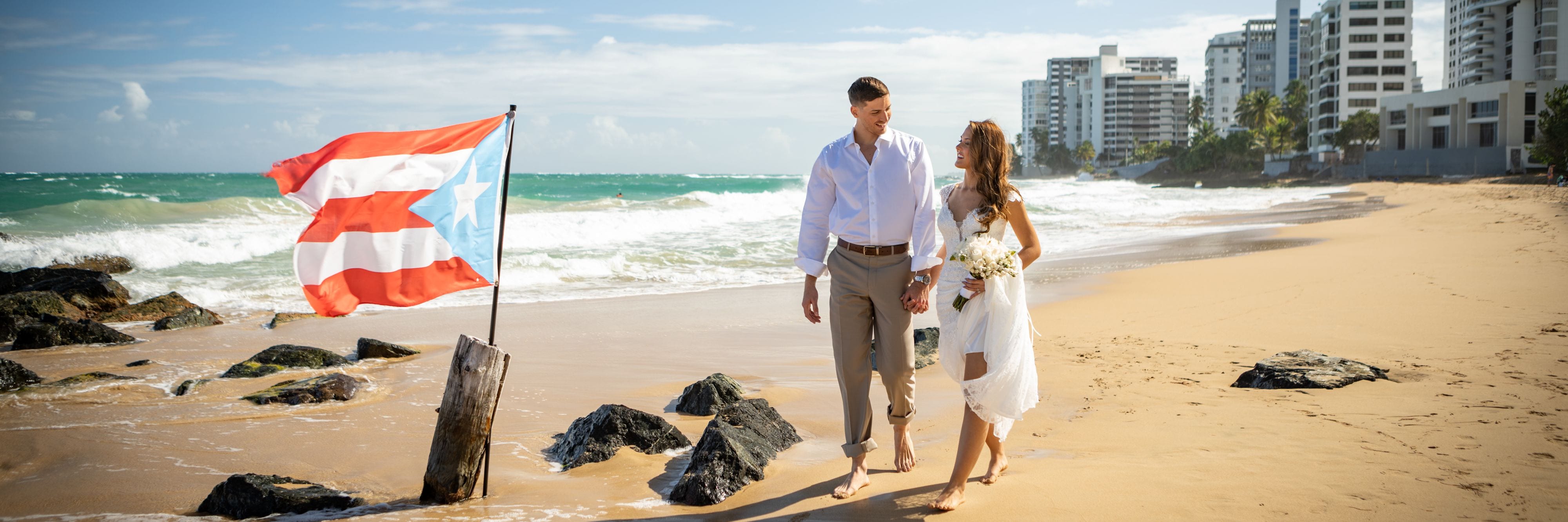 Couple walking on beach