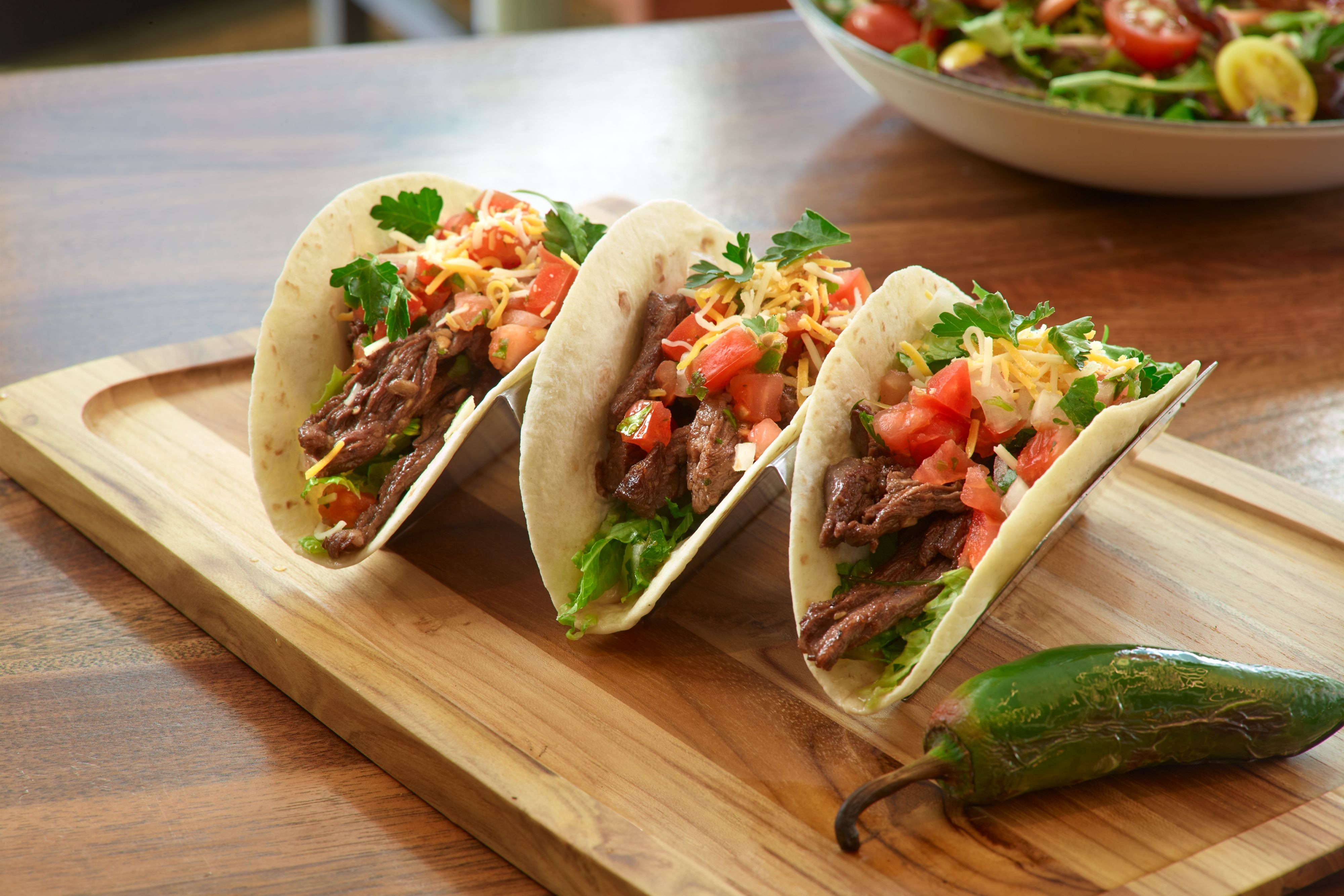 Steak taco trio