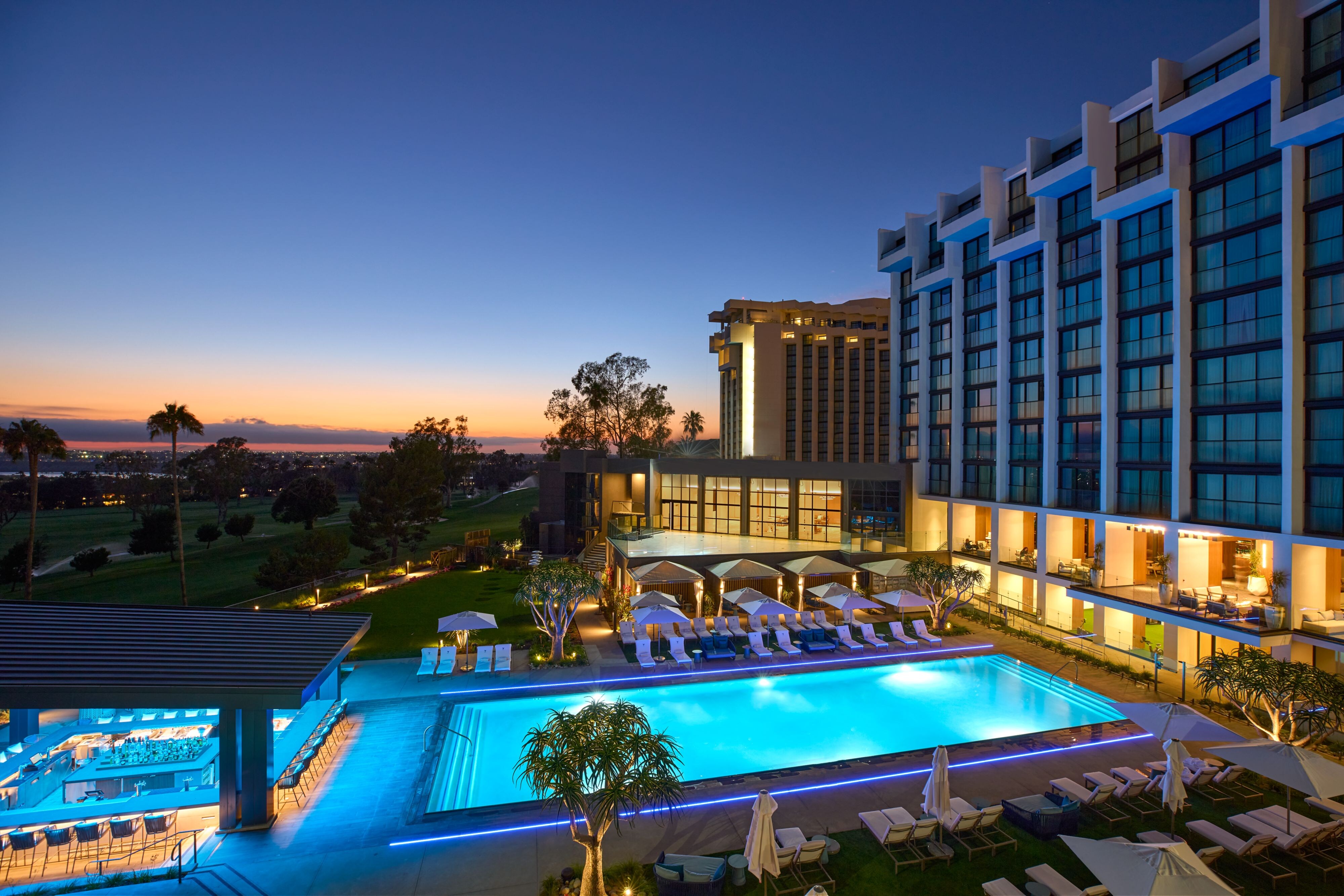 Outdoor pool at night