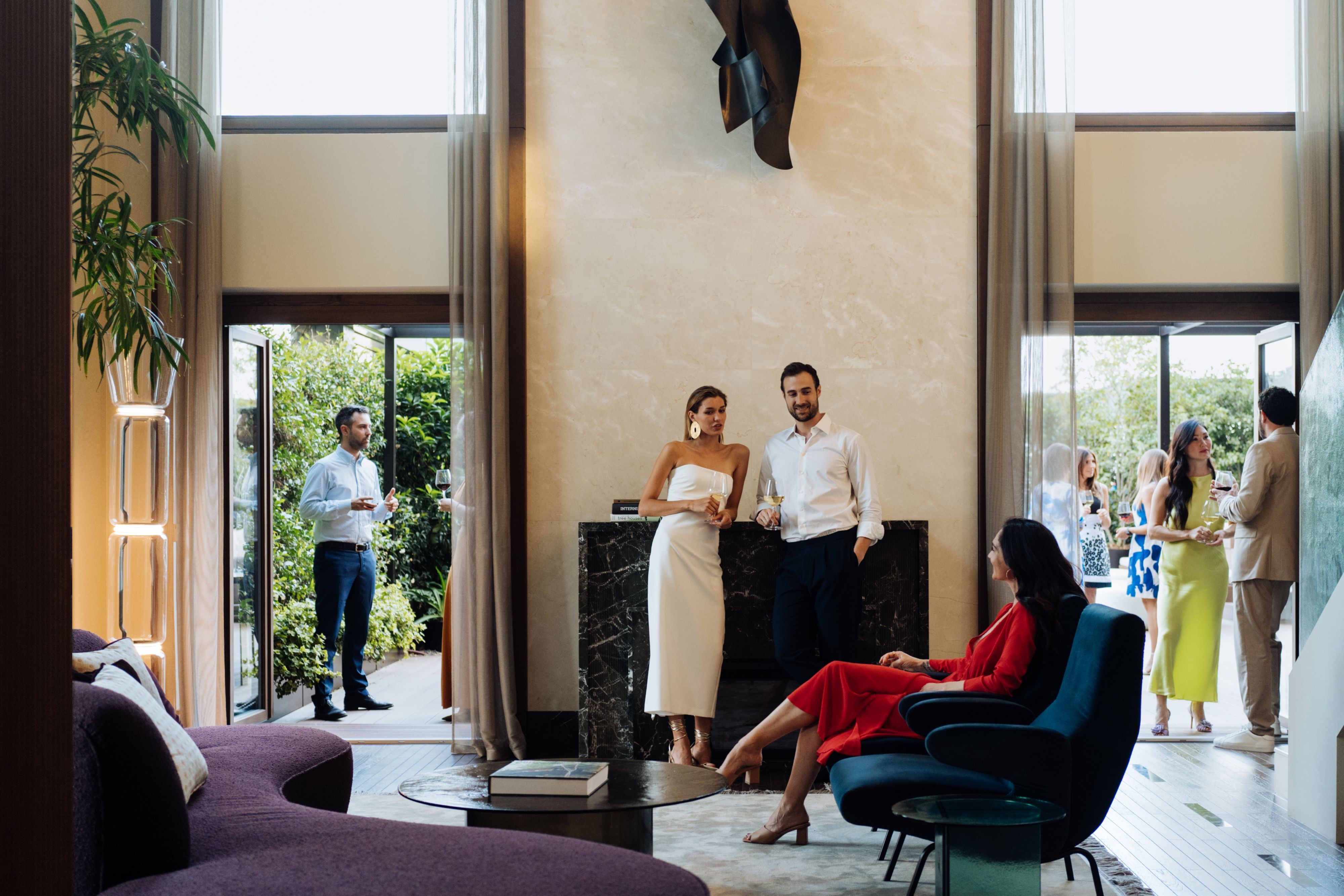 People gathered in the suite living area