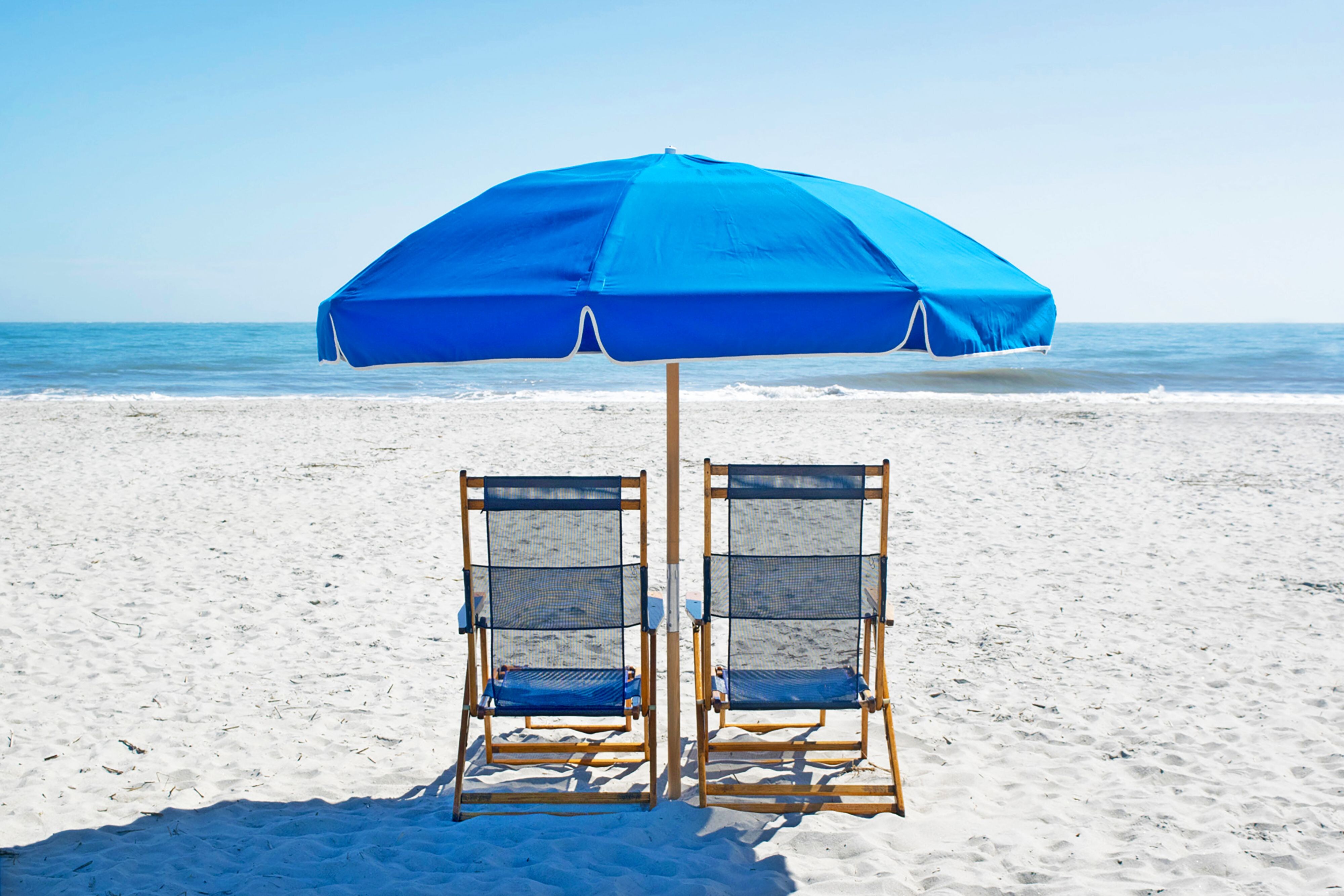Beach chairs with umbrella