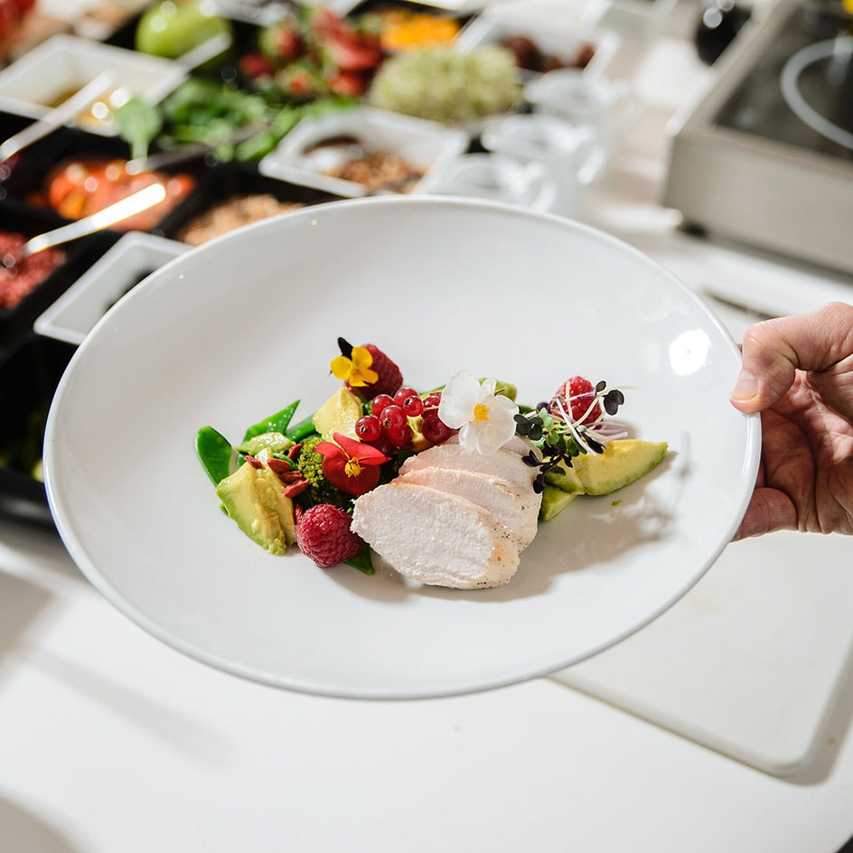 plate of food in a restaurant setting